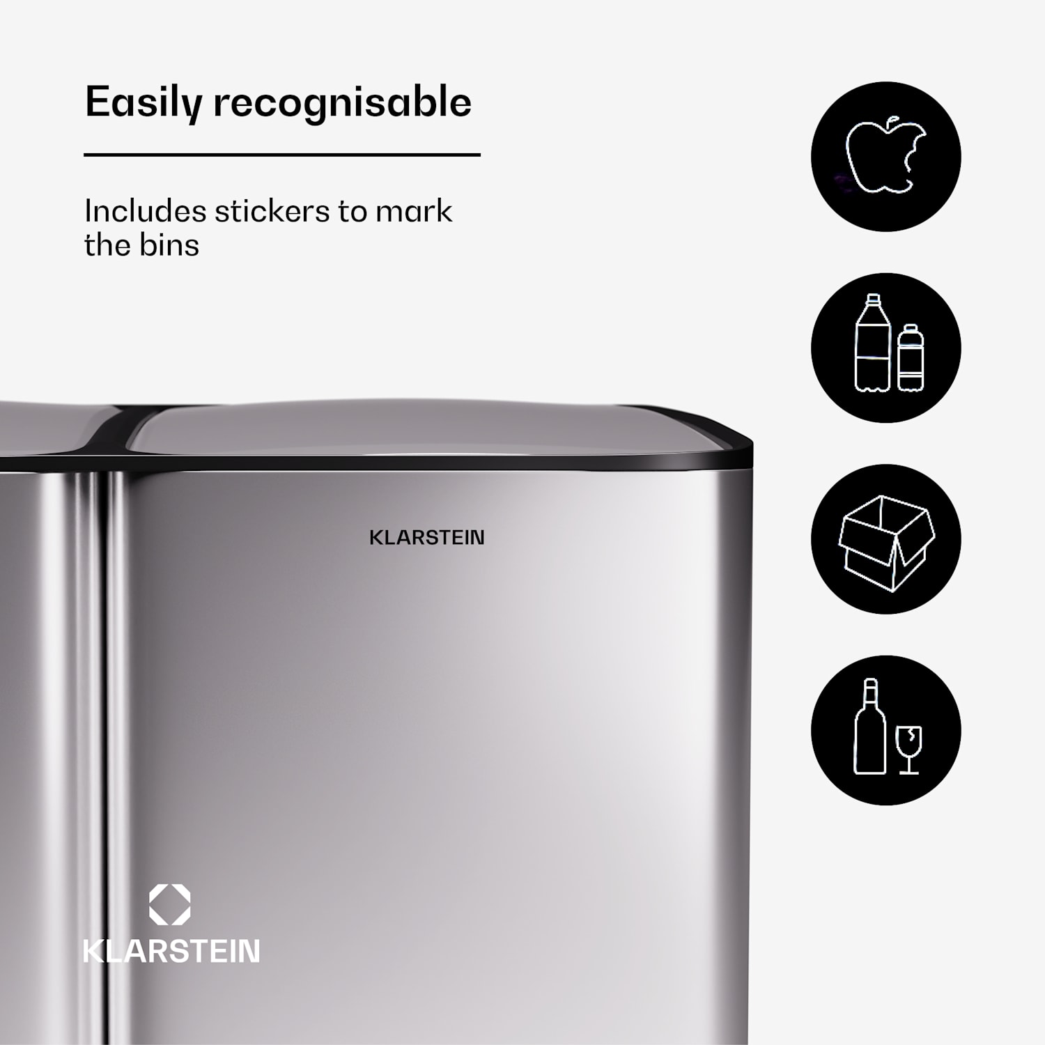 Tiyo 3 в 1, кошче за отпадъци, 60 литра, подвижна кошница, плавно затваряне 60 Ltr | Неръждаема стомана