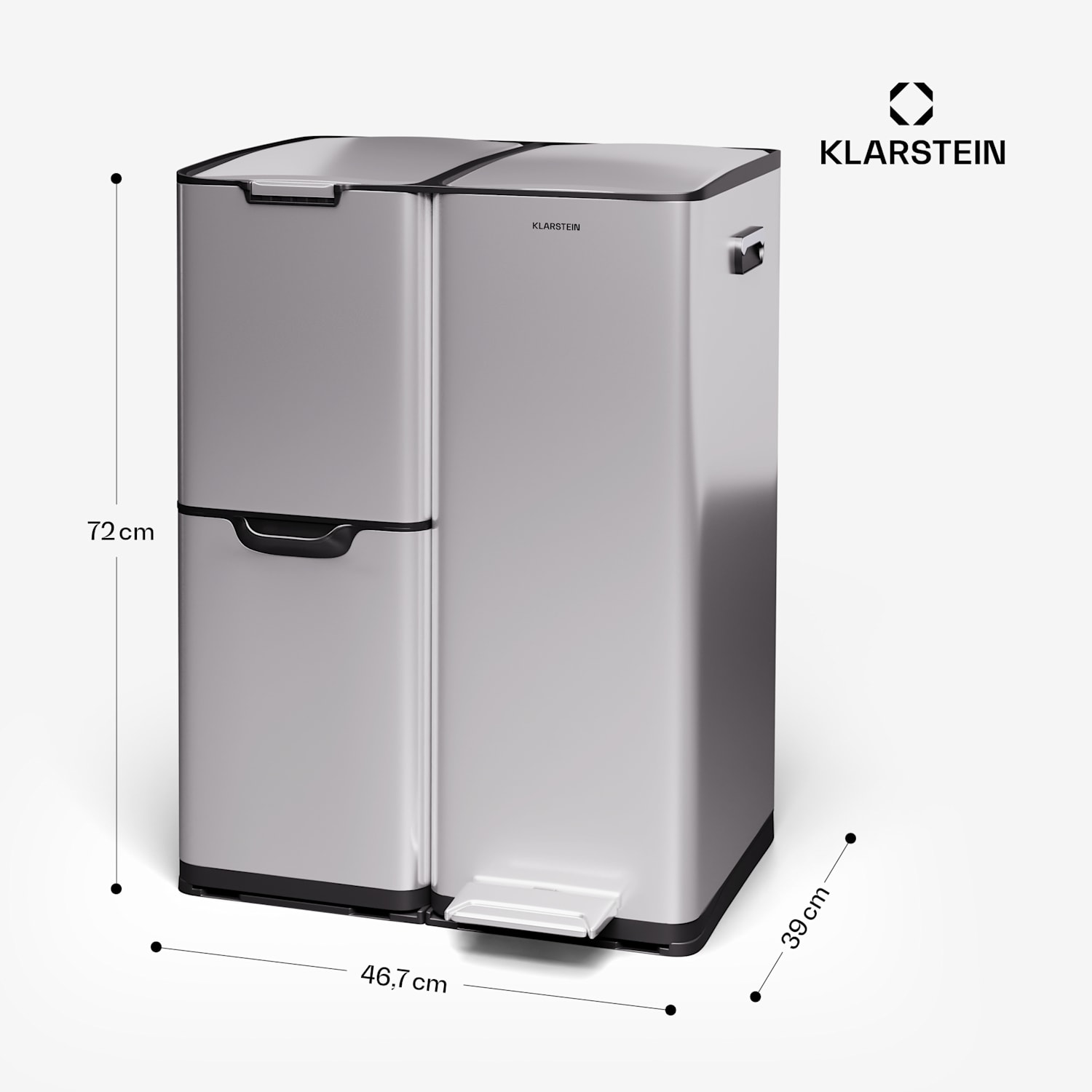 Tiyo 3 в 1, кошче за отпадъци, 60 литра, подвижна кошница, плавно затваряне 60 Ltr | Неръждаема стомана