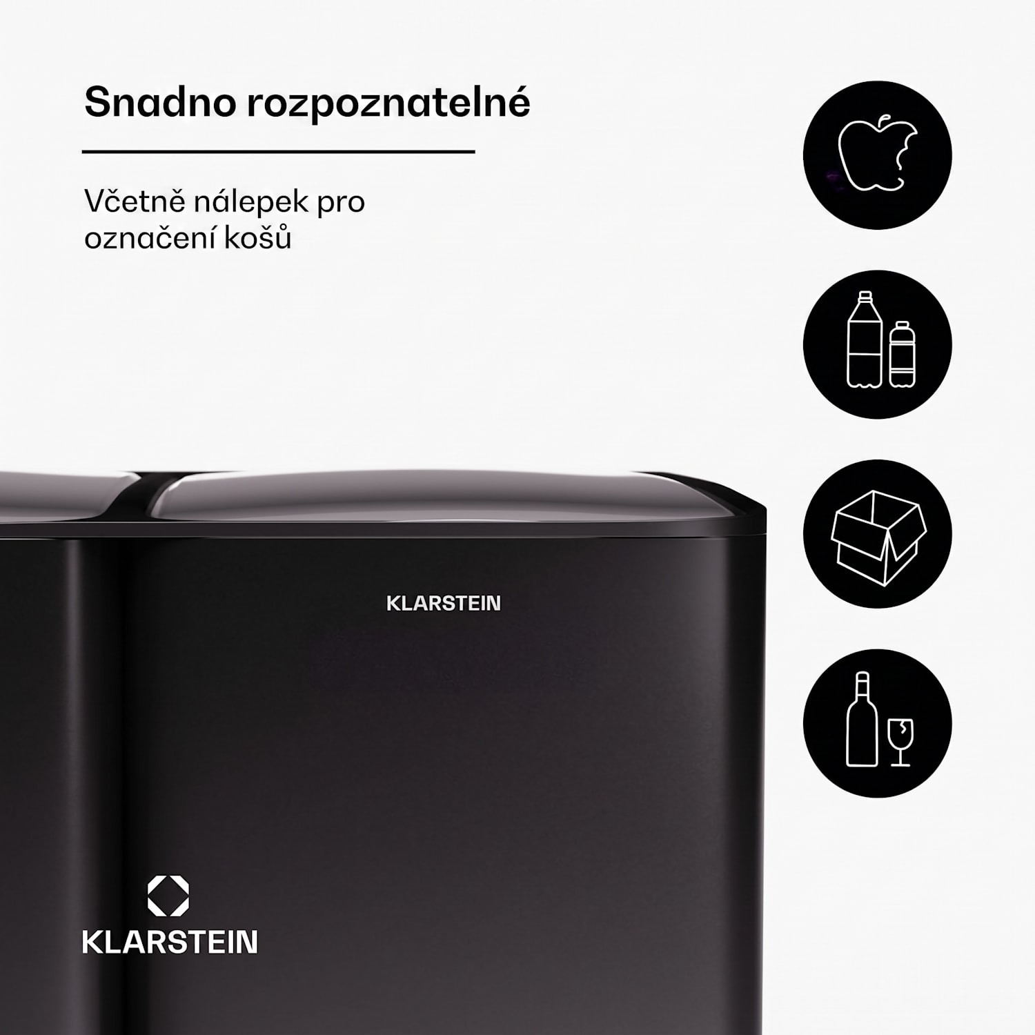 Tiyo 3 v 1, odpadkový koš, 60 litrů, vyjímatelný koš, měkké zavírání 60 L | Černá