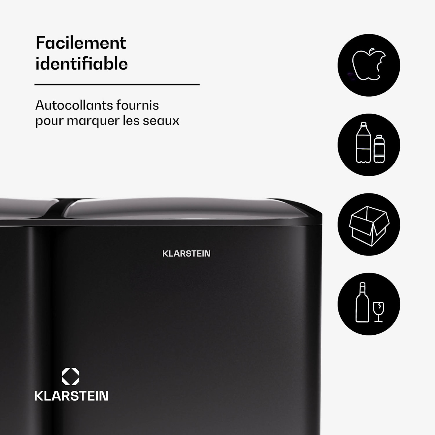 Tiyo 3-in-1 prullenbak 60 liter uitneembare emmer Soft Close 60 ltr | Zwart