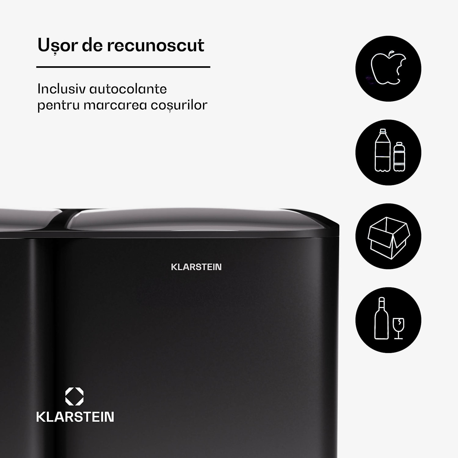 Tiyo 3 în 1, coș de gunoi, 60 litri, coș detașabil, închidere ușoară 60 Ltr | Negru