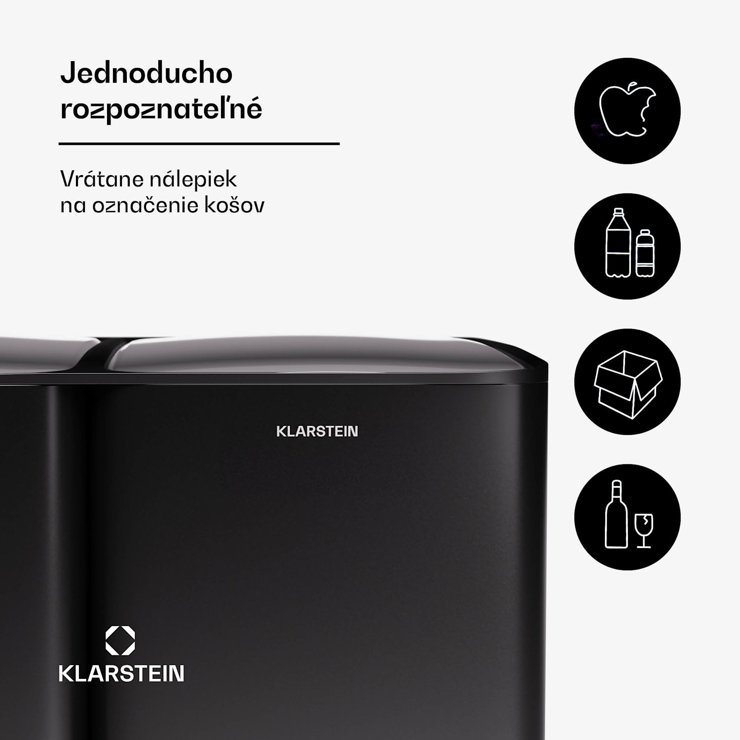 Tiyo 3 v 1, kôš na odpadky, 60 litrov, vyberateľný kôš, s mäkkým zatváraním 60 litrov | Čierna