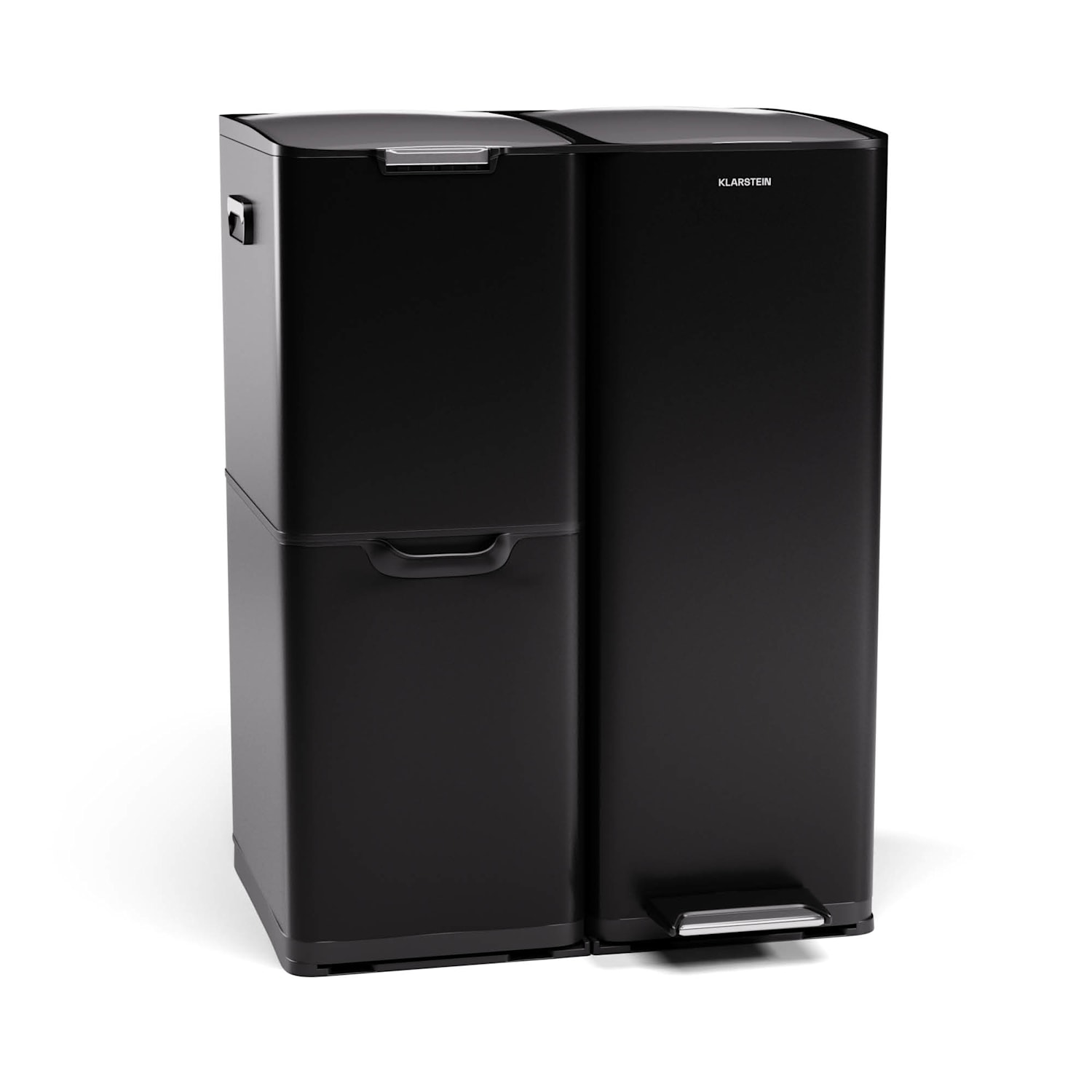 Tiyo cubo de basura 3 en 1 60 L con cubo extraíble y cierre suave 60 L | Negro