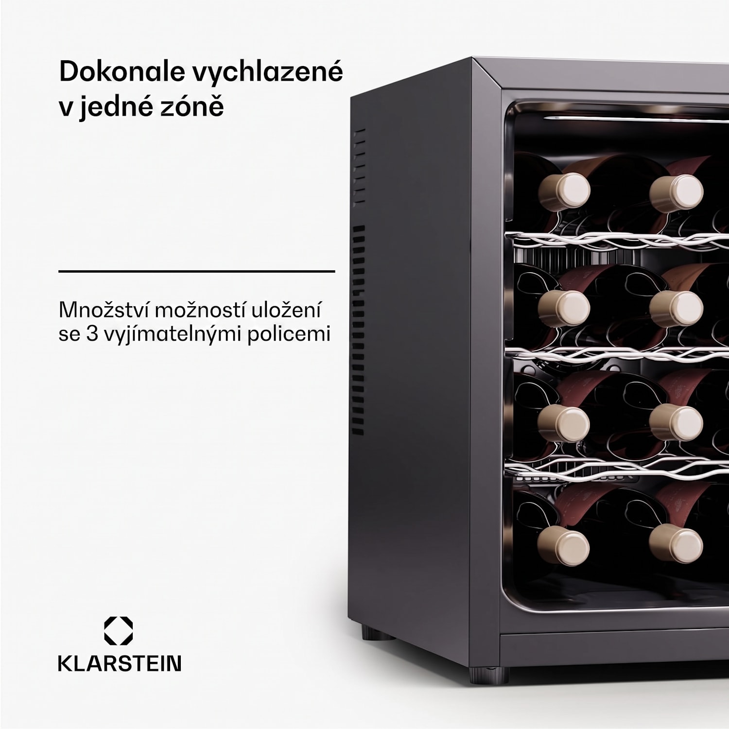 Silent Vino 12 Uno, vinotéka, 31 l / 12 lahví, 5-18 °C, dotykový displej 31 Ltr | 1 chladící zóna | Černá