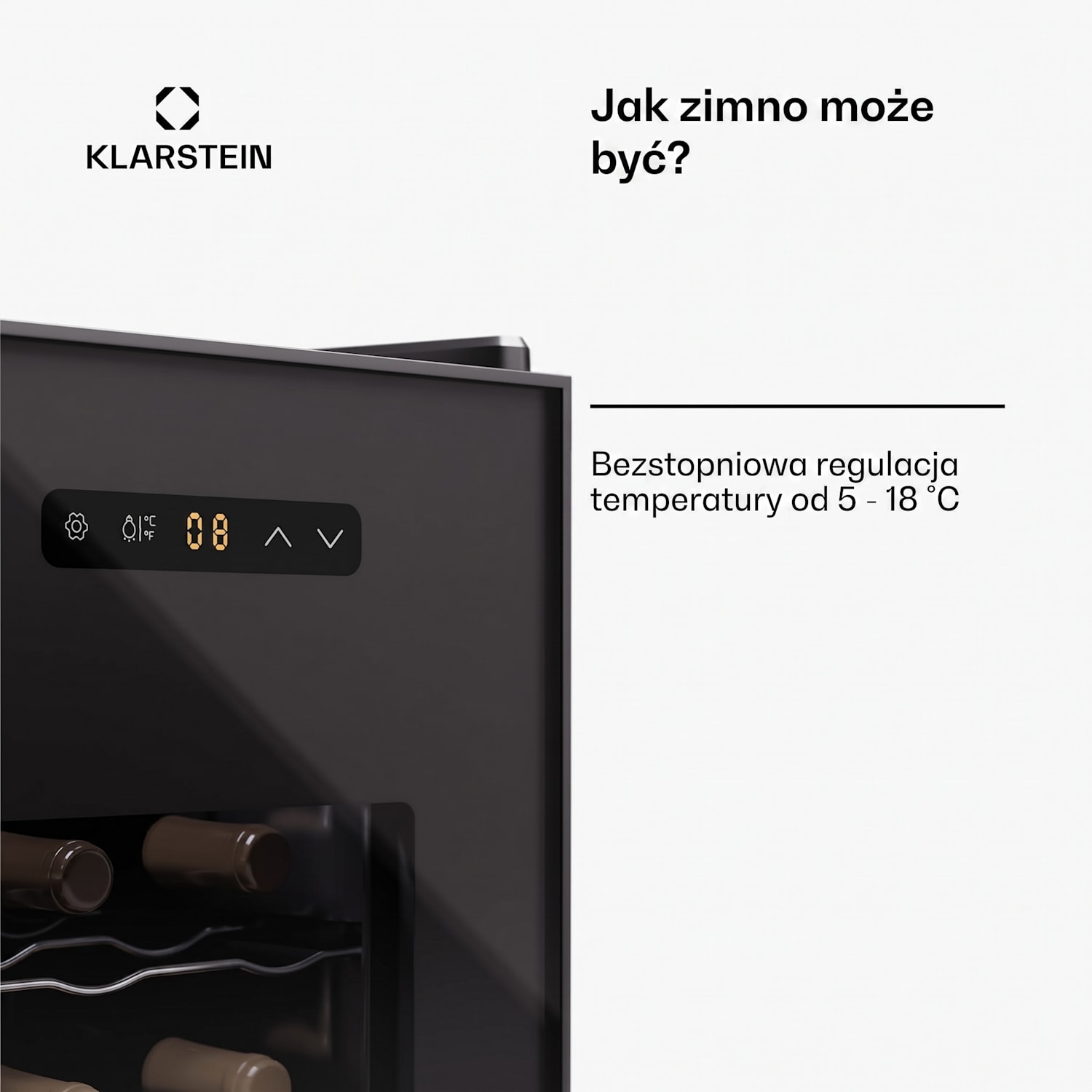 Silent Vino 12 Uno, chłodziarka do wina, 31 l, 12 butelek, 5-18°C, dotykowy panel sterowania 31 Ltr | 1 strefa chłodzenia | Czarny