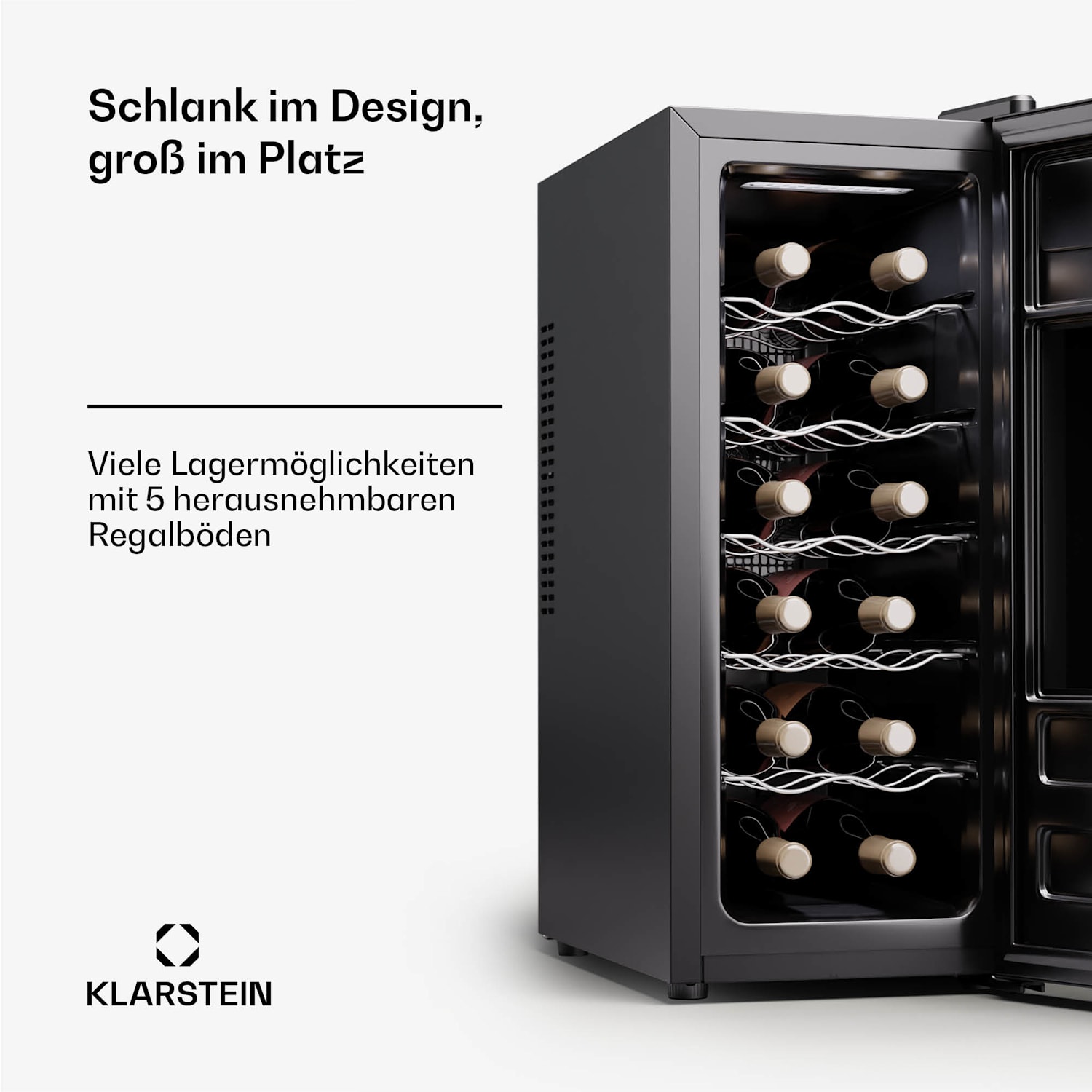 Silent Vino 12 Uno Slim Weinkühlschrank 30 L / 12 Fl 5-18 °C Touch 