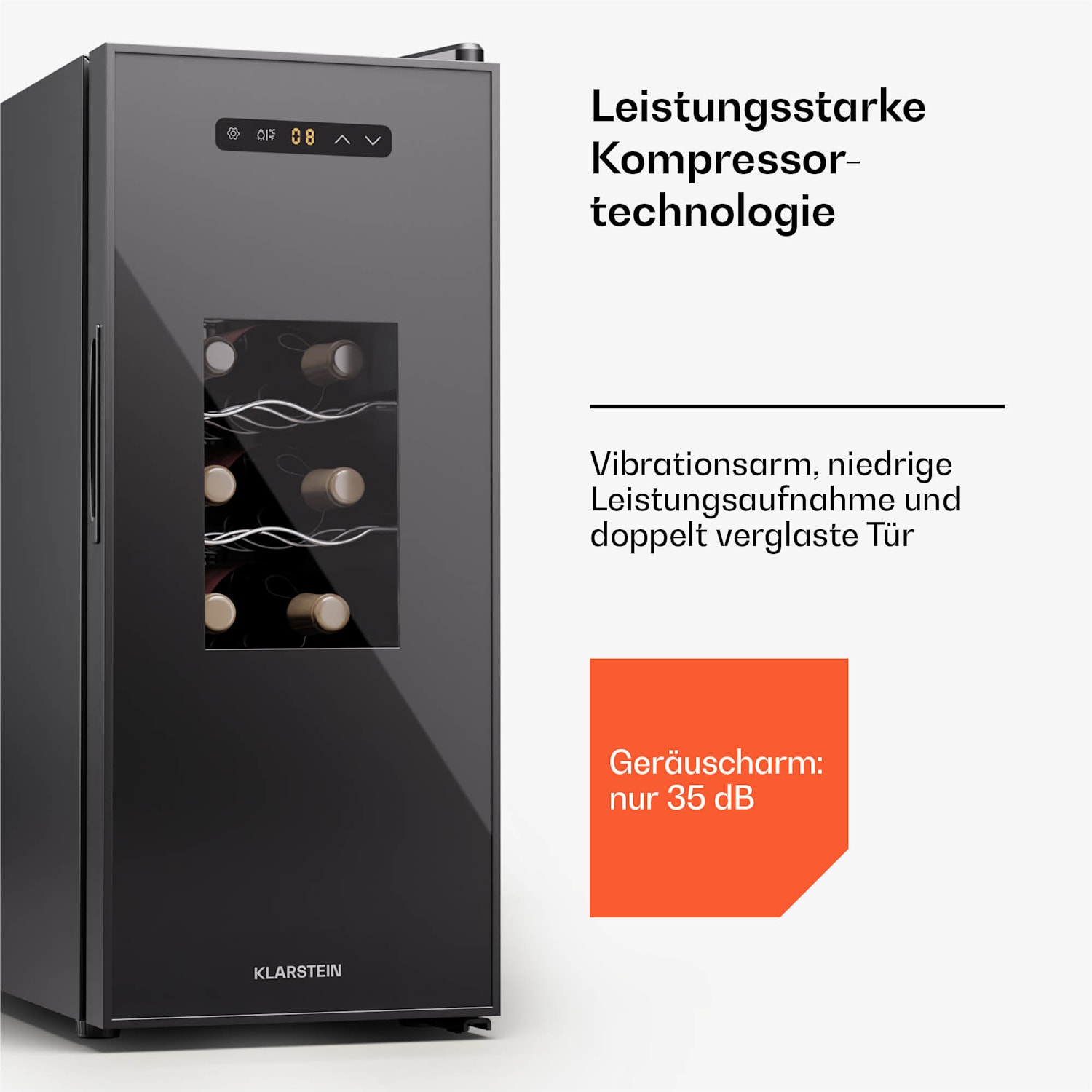 Silent Vino 12 Uno Slim Weinkühlschrank 30 L / 12 Fl 5-18 °C Touch 