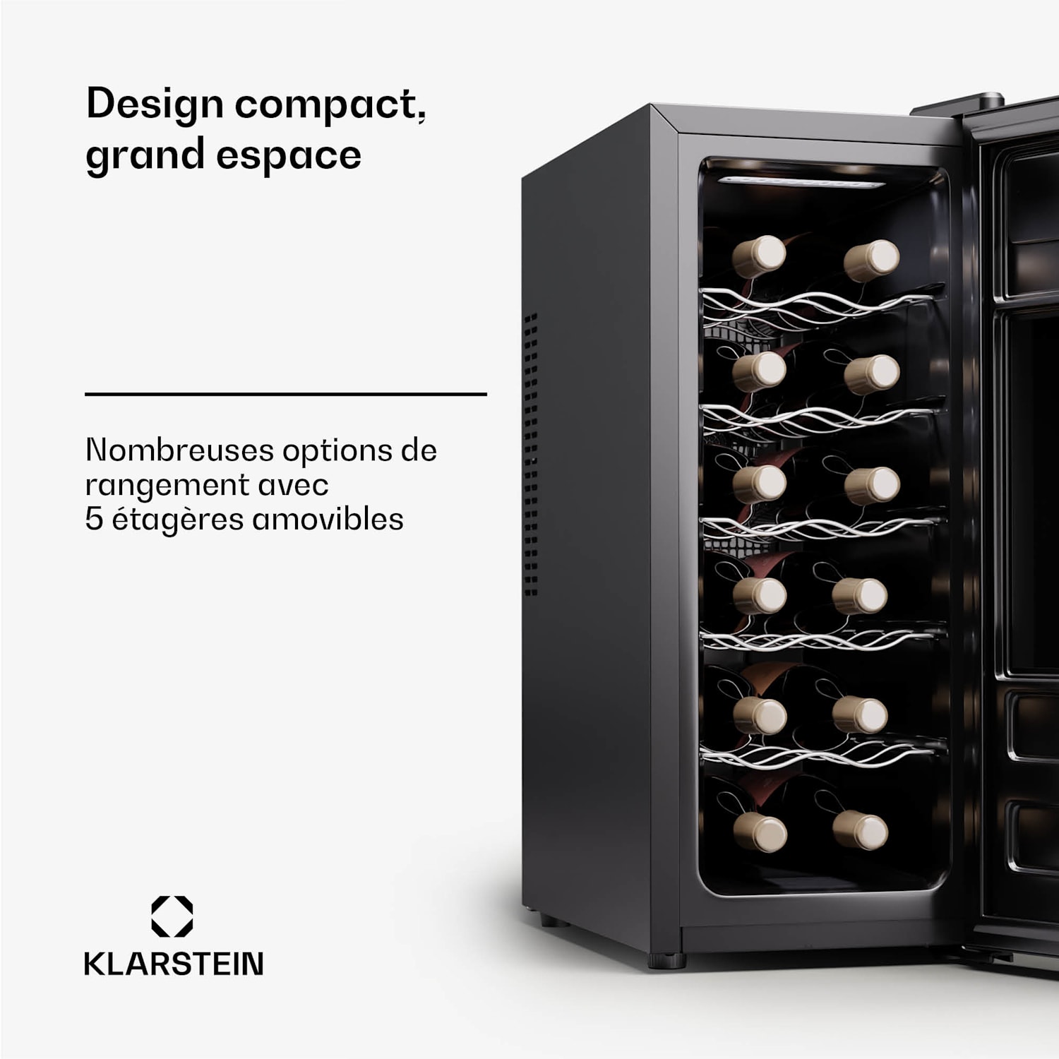 Silent Vino 12 Uno Slim cave à vin 30 L / 12 Bt 5-18 °C Tactile 30 L | 1 zone de conservation | Noir