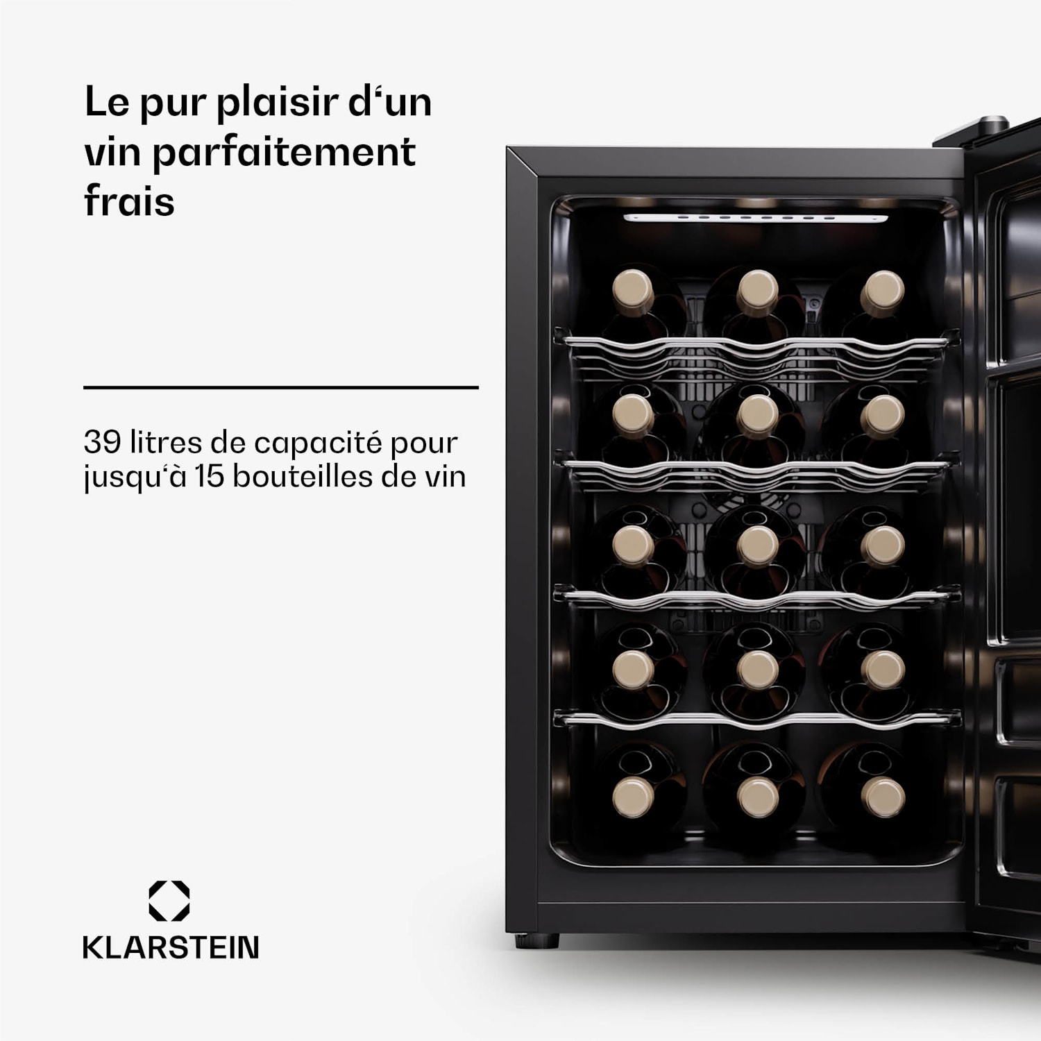 Silent Vino 15 Uno cave à vin 39 L / 15 Bt 5-18 °C Tactile 39 Ltr | 1 zone de conservation | Noir