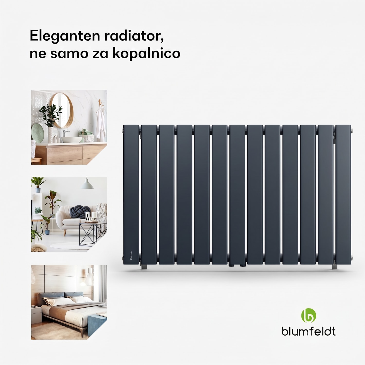 Ontario, radiator, 100 x 60, 1/2" stranski in sredinski priklop, stenska montaža, 681 W 100 x 60 cm | ena vrstica | Antracit