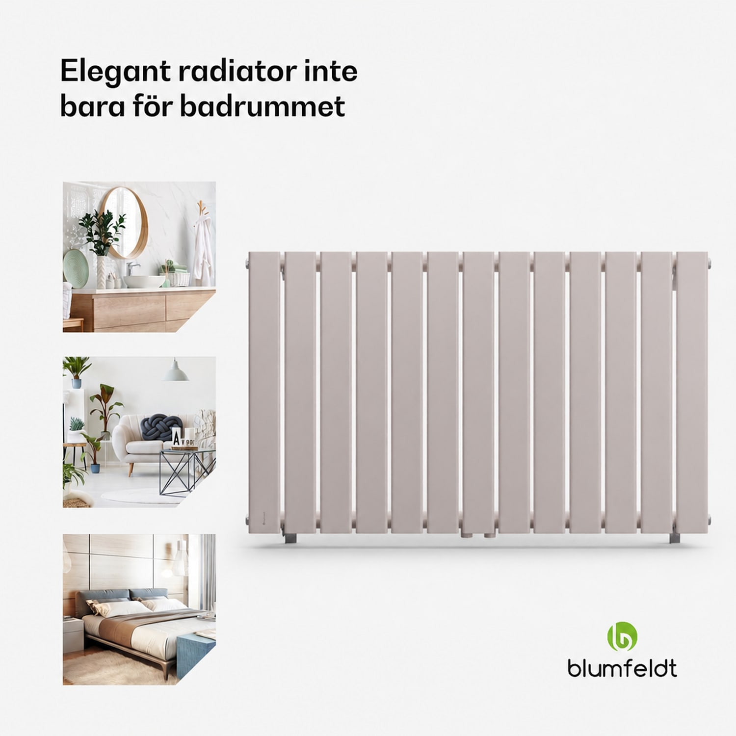 Ontario 100 x 60 radiator, 1/2" sid- och mittanslutning, väggmontering, 681 watt 100 x 60 cm | enda rad | Sand
