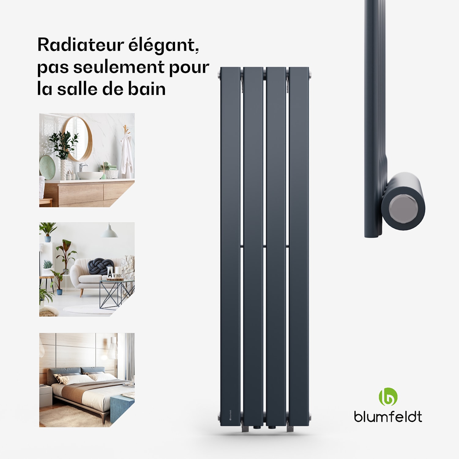 Ontario 30 x 120 Radiateur 1/2" installation murale 733 watts 30 x 120 cm | double rangée | Anthracite