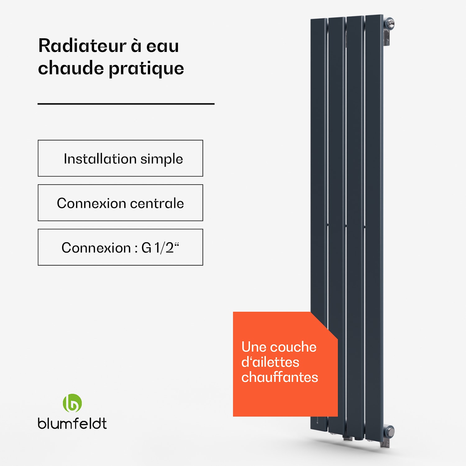 Ontario 30 x 120 Radiateur 1/2" installation murale 733 watts 30 x 120 cm | double rangée | Anthracite