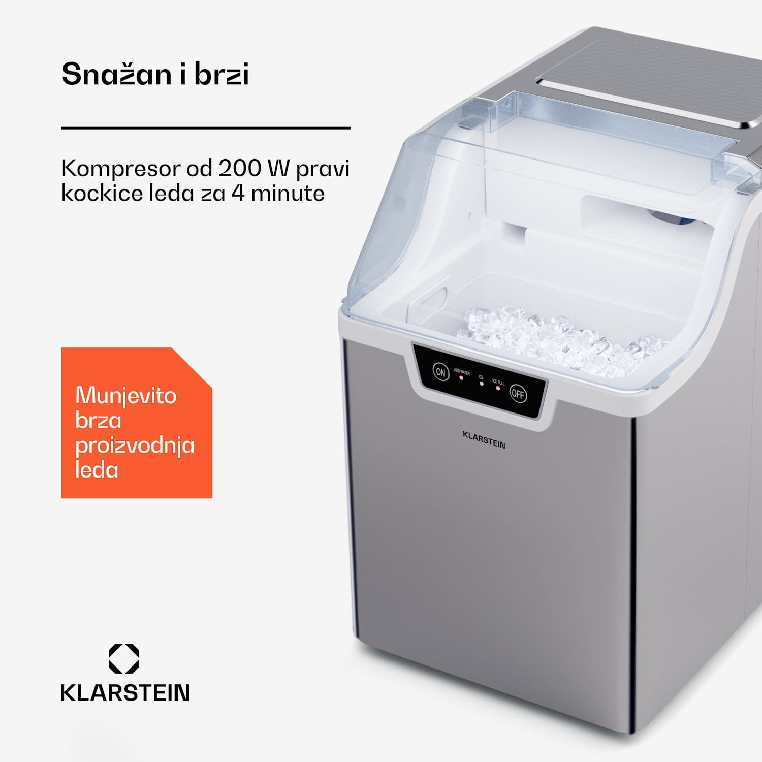 Stroj za pravljenje kockica leda Wallberg Nugget Ice Maker Srebro