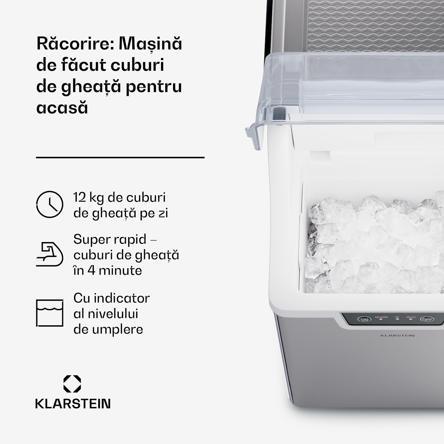 Aparat pentru cuburi de gheață, Wallberg Nugget Ice Maker Argintiu