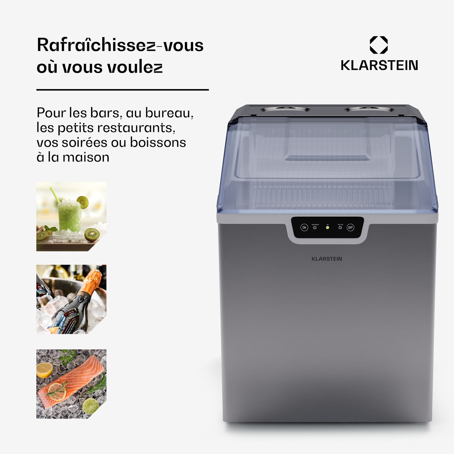 Icefestival ijsblokjesmaker 12kg/24h bullet ijs roestvrij staal 