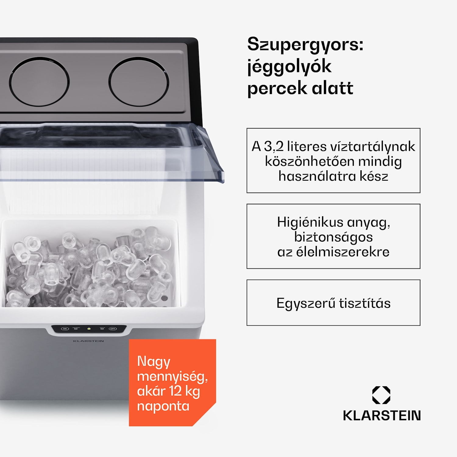 Icefestival, jégkocka készítő, 12 kg/24 h, golyók, rozsdamentes acél 