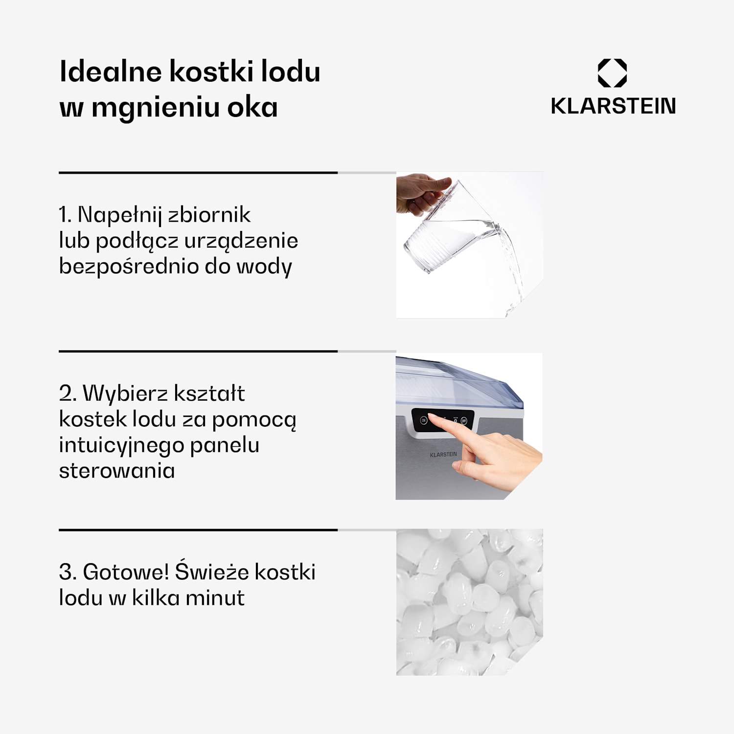 Icefestival, kostkarka do lodu, 12 kg/24 h, kostki lodu w kształcie nabojów, stal nierdzewna 