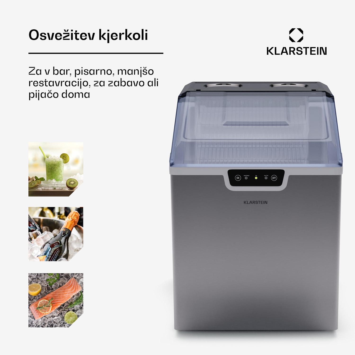 Icefestival, aparat za izdelavo ledenih kock, 12 kg/24 h, kroglice, nerjaveče jeklo 