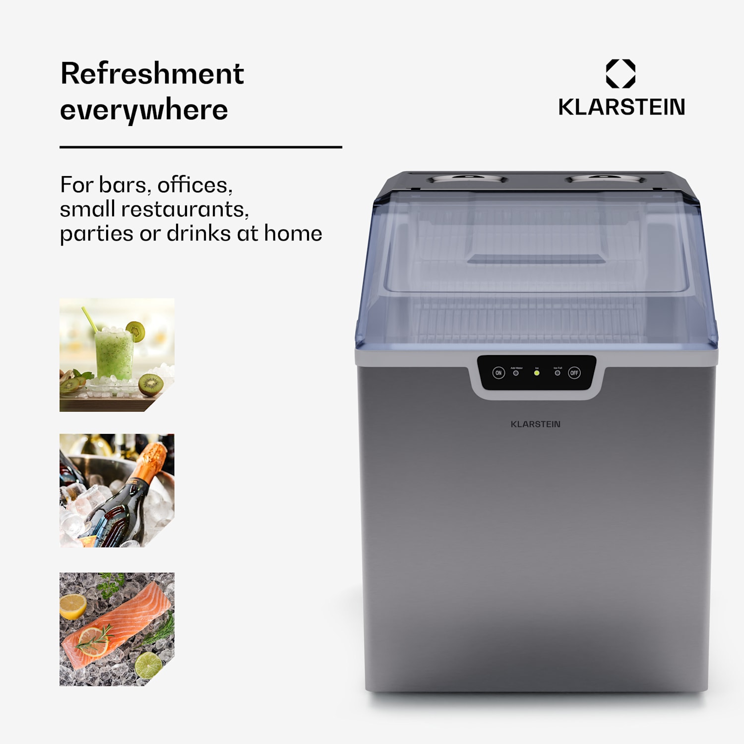 Icefestival jääpalakone 12 kg/24 h sylinterijääpaloja ruostumatonta terästä 