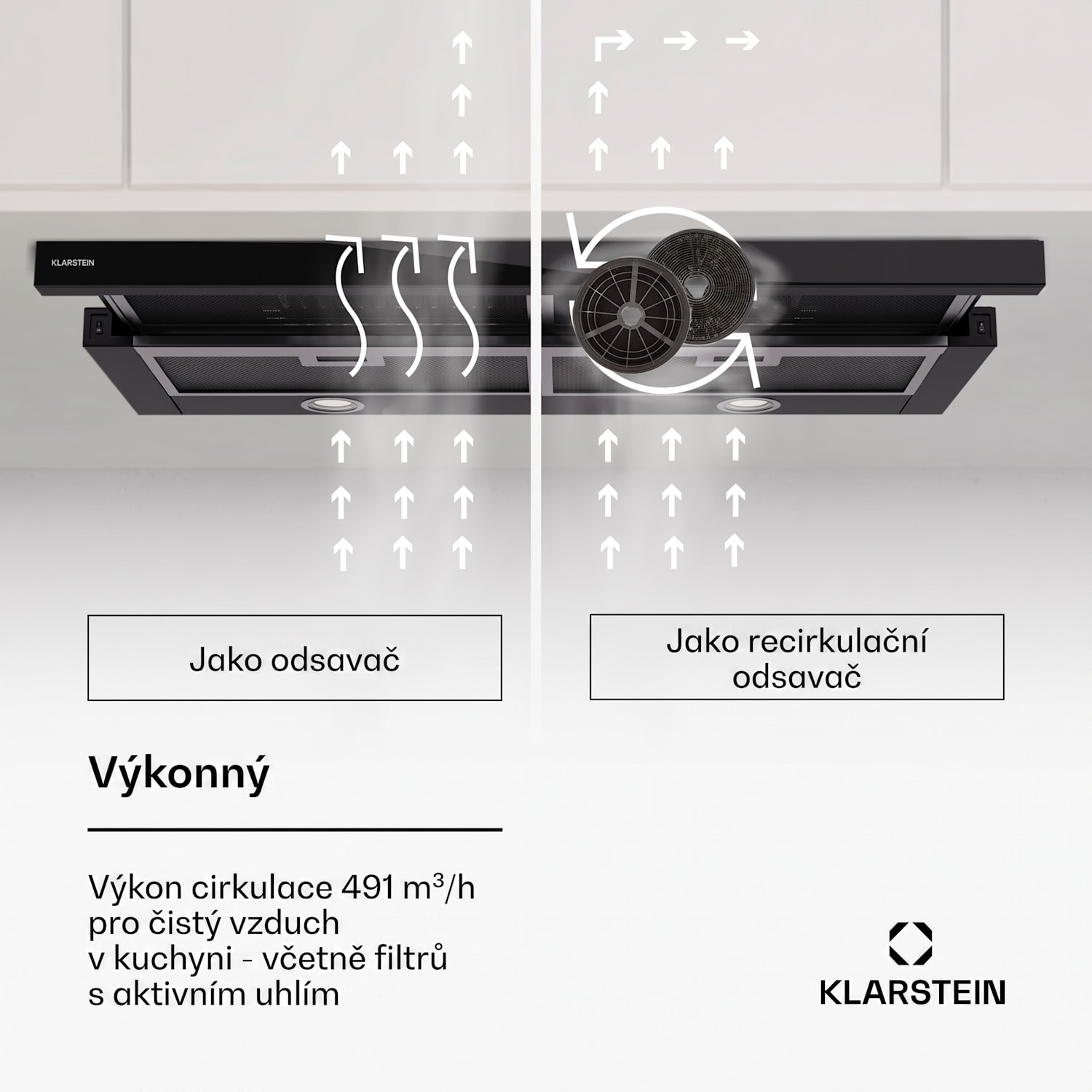 Mariana 90 Neo, plochý Digestoř, 491 m³/h, odtah/recirkulace, LED, EEK C 90 cm | Negro