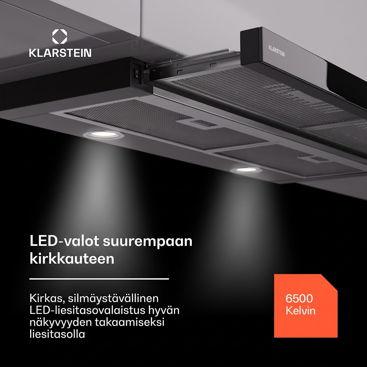 Mariana 90 Neo matala näyttöhuppu 491 m³/h poisto-/kiertoilma LED EEK C 90 cm | Musta