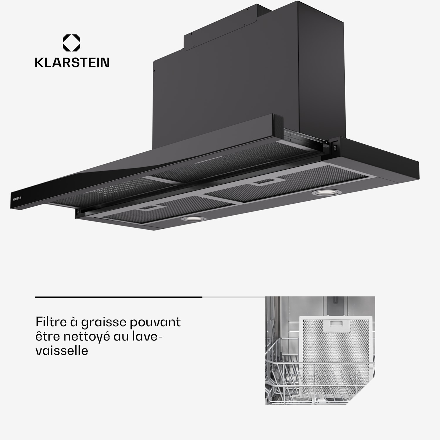 Mariana 90 Neo vlakscherm afzuigkap 491 m³/h afvoer/recirculatie LED EEK C 90 cm | Zwart