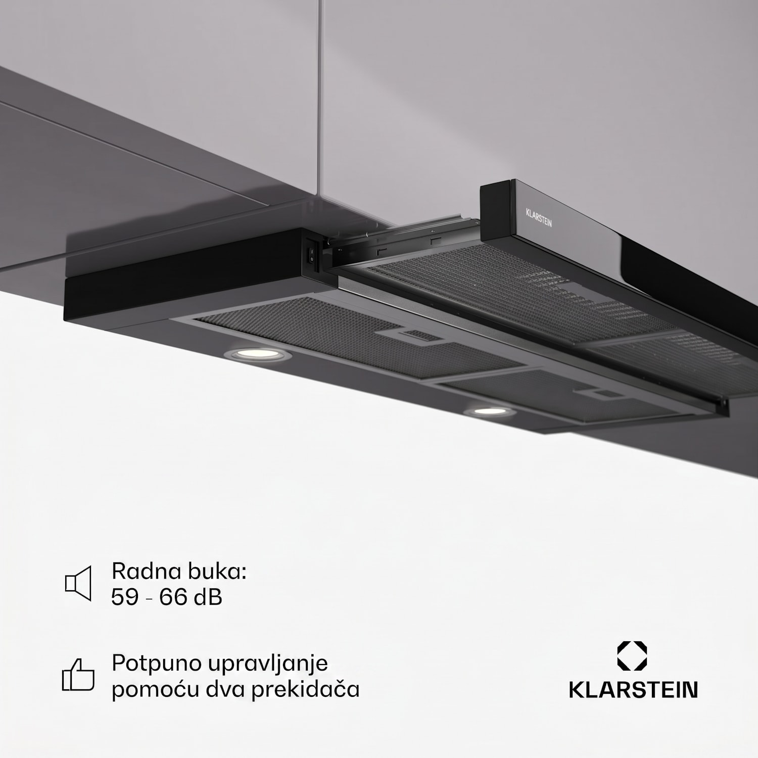 Mariana 90 Neo, ravna kuhinjska napa, 547 m³/h, ekstrakcija/recirkulacija zraka, LED, EEK C 90 cm | Crna