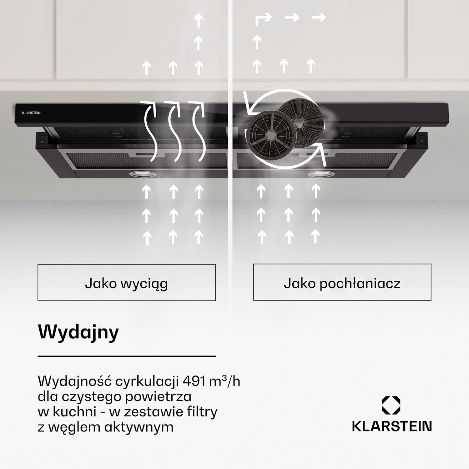 Mariana 90 Neo, okap kuchenny teleskopowy, 491 m³/h, wyciąg/pochłaniacz, LED, klasa energetyczna C 90 cm | Črna