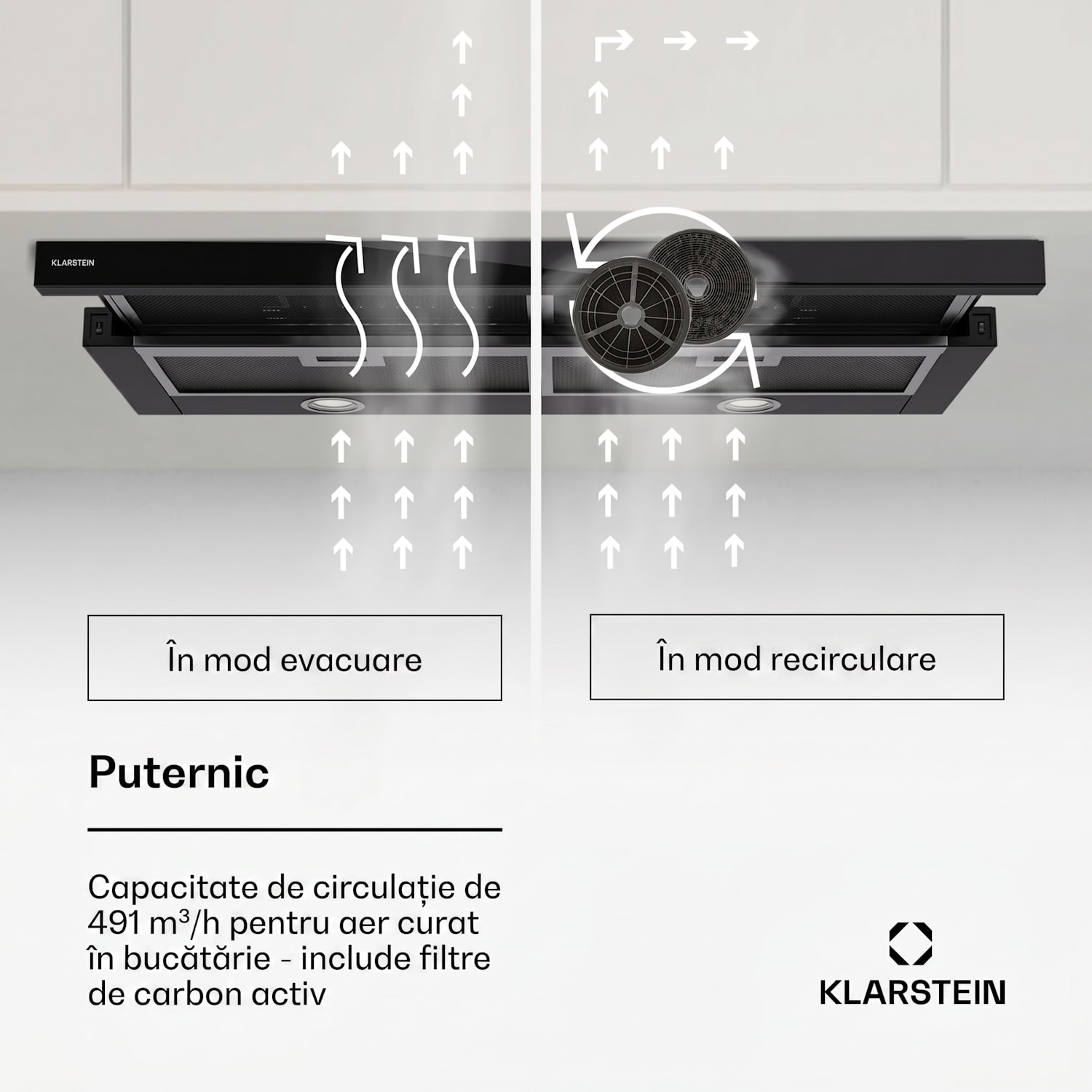 Mariana 90 Neo, hotă plată, 547 m³/h, extracție/recirculare, LED, EEK C 90 cm | Negru