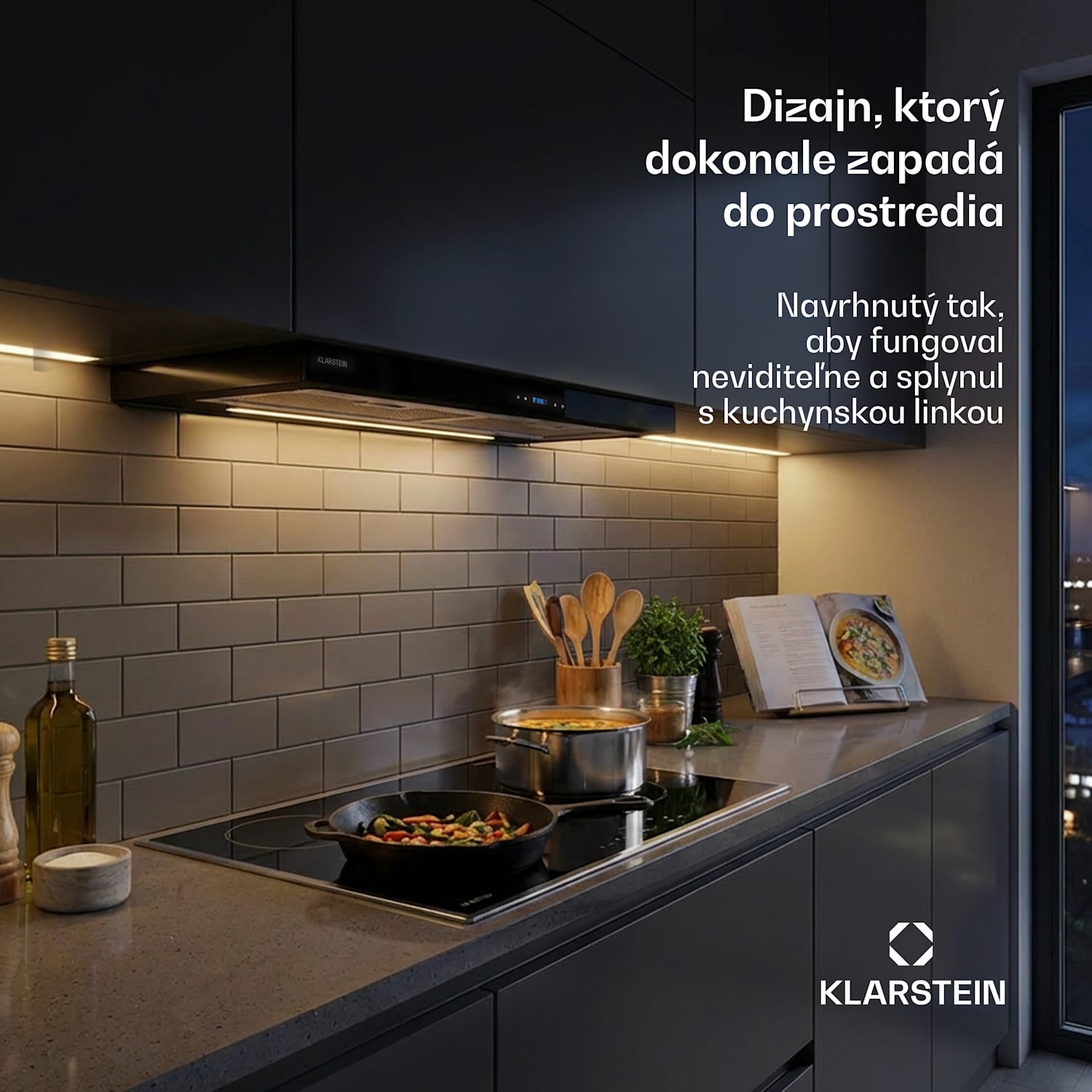 Mariana Neo 90, plochý digestor, 90 cm, 640 m³/h, odsávanie vzduchu, LED 90 cm | Čierna