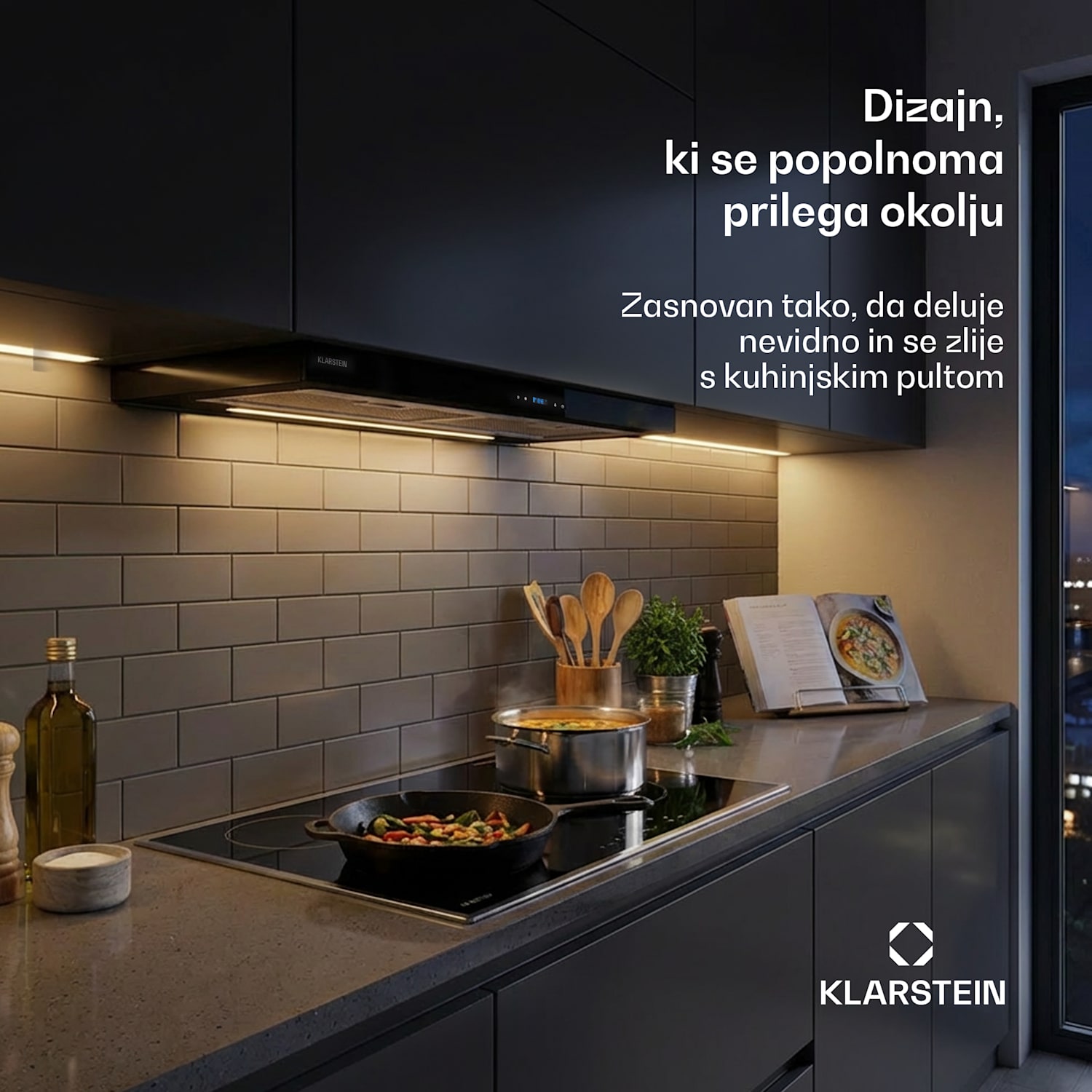 Mariana 90 Neo, ravna napa, 90 cm, 640 m³/h, odsesavanje, LED 90 cm | Črna