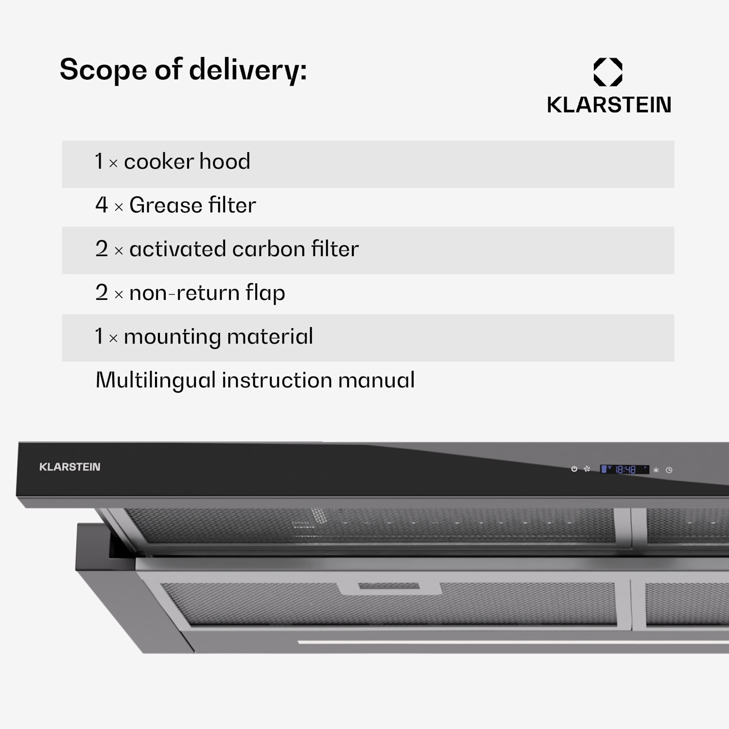 Mariana 90 Neo, lapos páraelszívó, 90 cm, 640 m³/h, légelszívás, LED 90 cm | Fekete