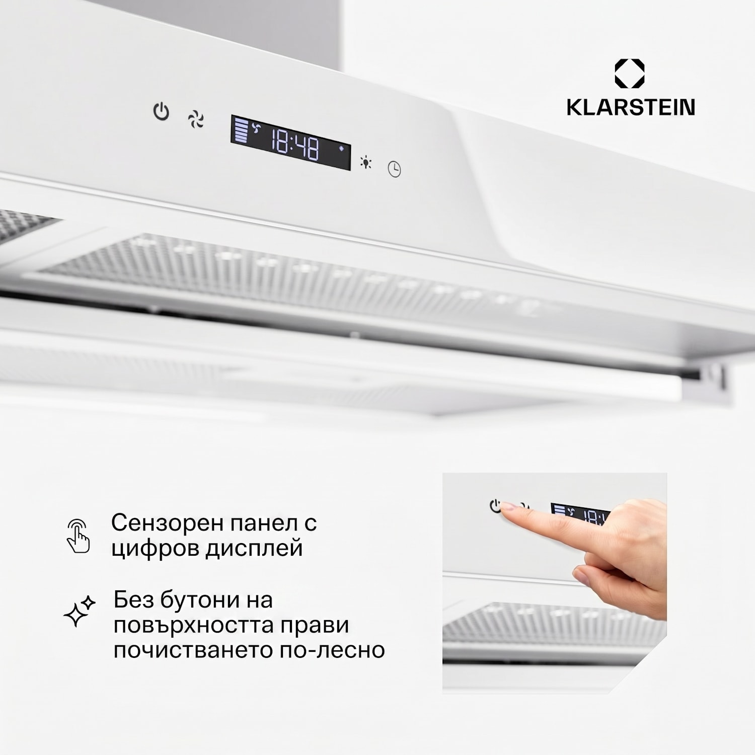 Mariana Neo 90, плосък абсорбатор, 90 см, 640 м³/ч, извличане, LED 90 cm | Бял