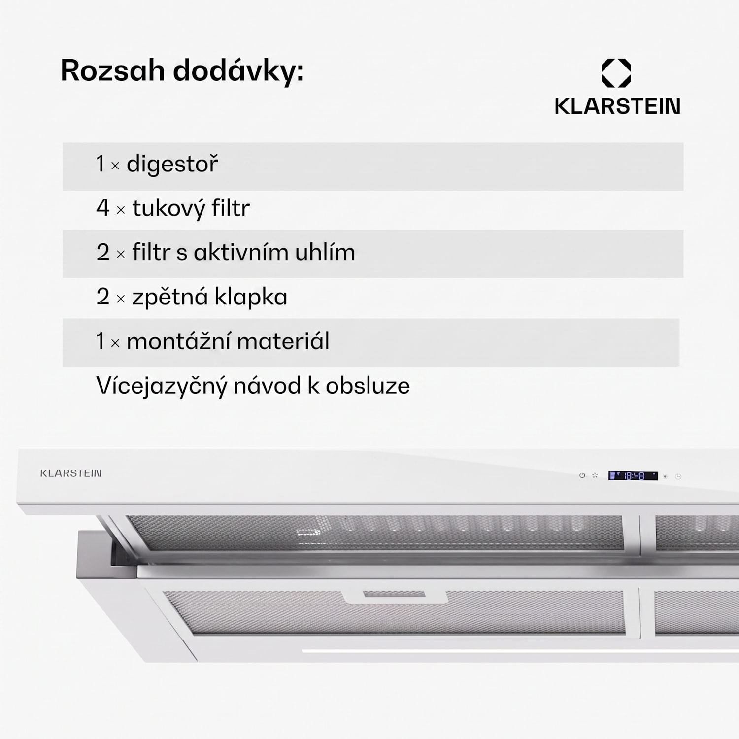 Mariana Neo 90, plochá digestoř, 90 cm, 640 m³/h, odsávání vzduchu, LED 90 cm | Bílá