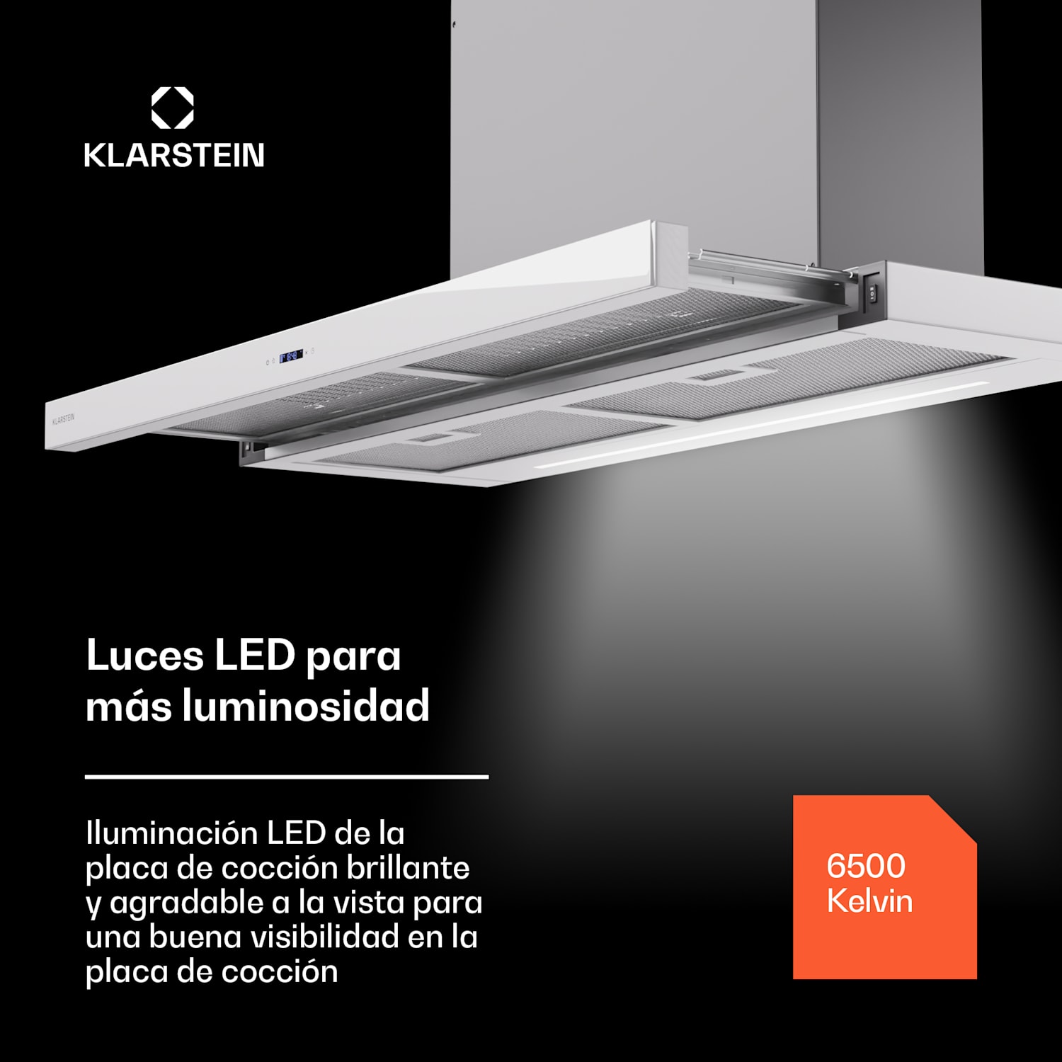 Mariana Neo 90 Campana telescópica 90 cm 640 m³/h Extracción de aire Led 90 cm | Blanco