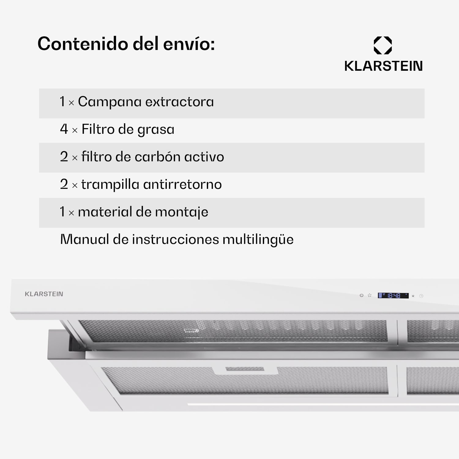 Mariana Neo 90 Campana telescópica 90 cm 640 m³/h Extracción de aire Led 90 cm | Blanco