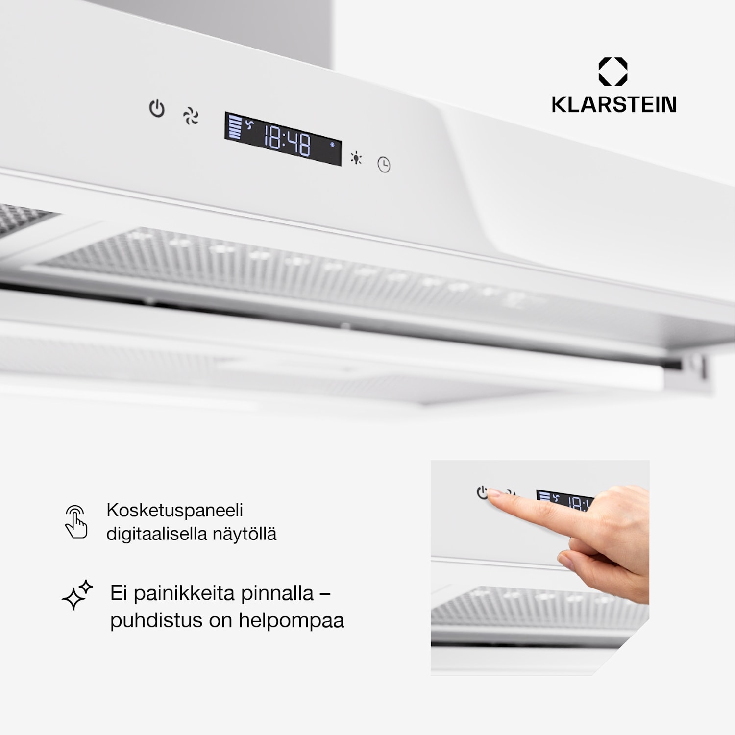 Mariana Neo 90 matala liesituuletin 90 cm 640 m³/h poistoilman teho LED 90 cm | Valkoinen