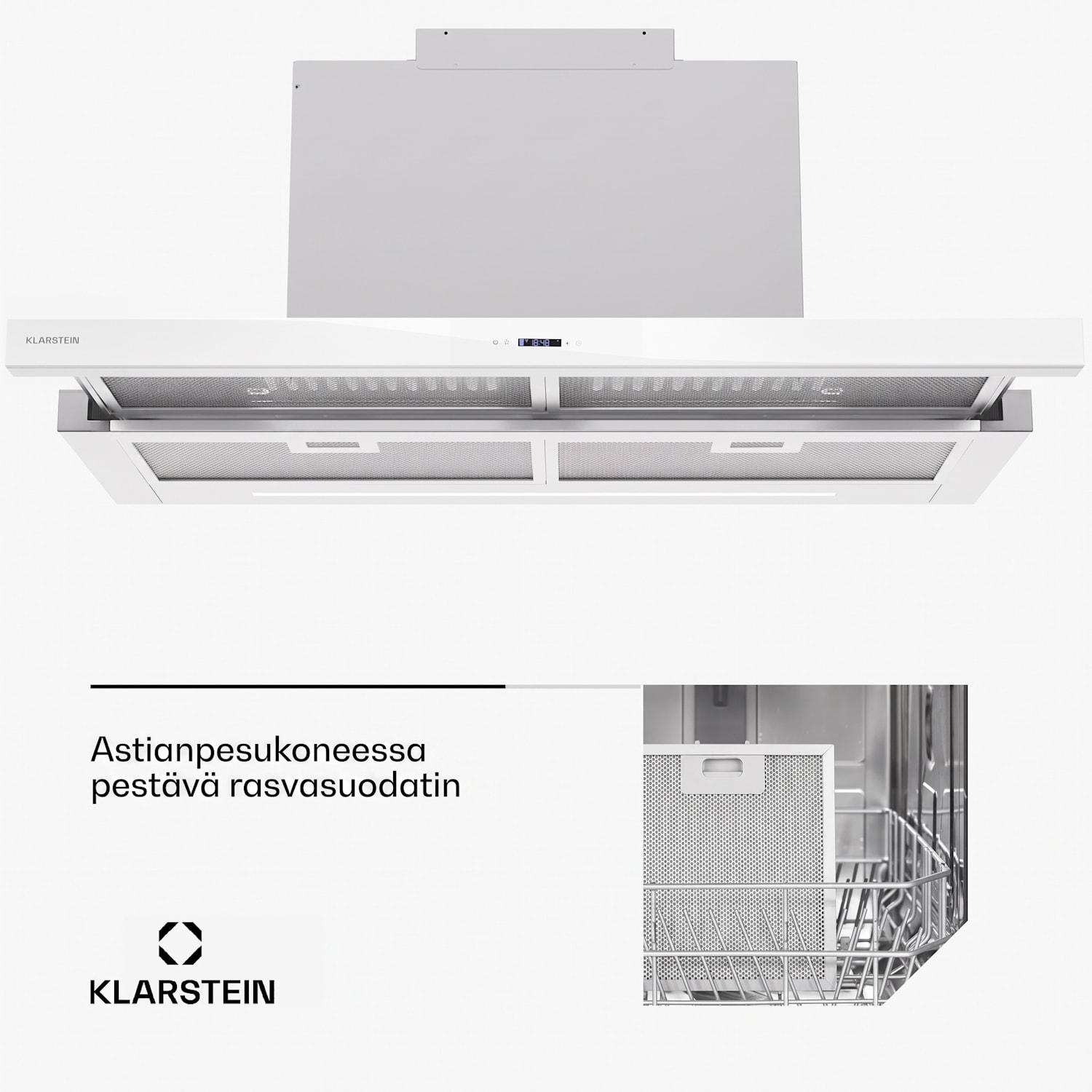 Mariana Neo 90 matala liesituuletin 90 cm 640 m³/h poistoilman teho LED 90 cm | Valkoinen