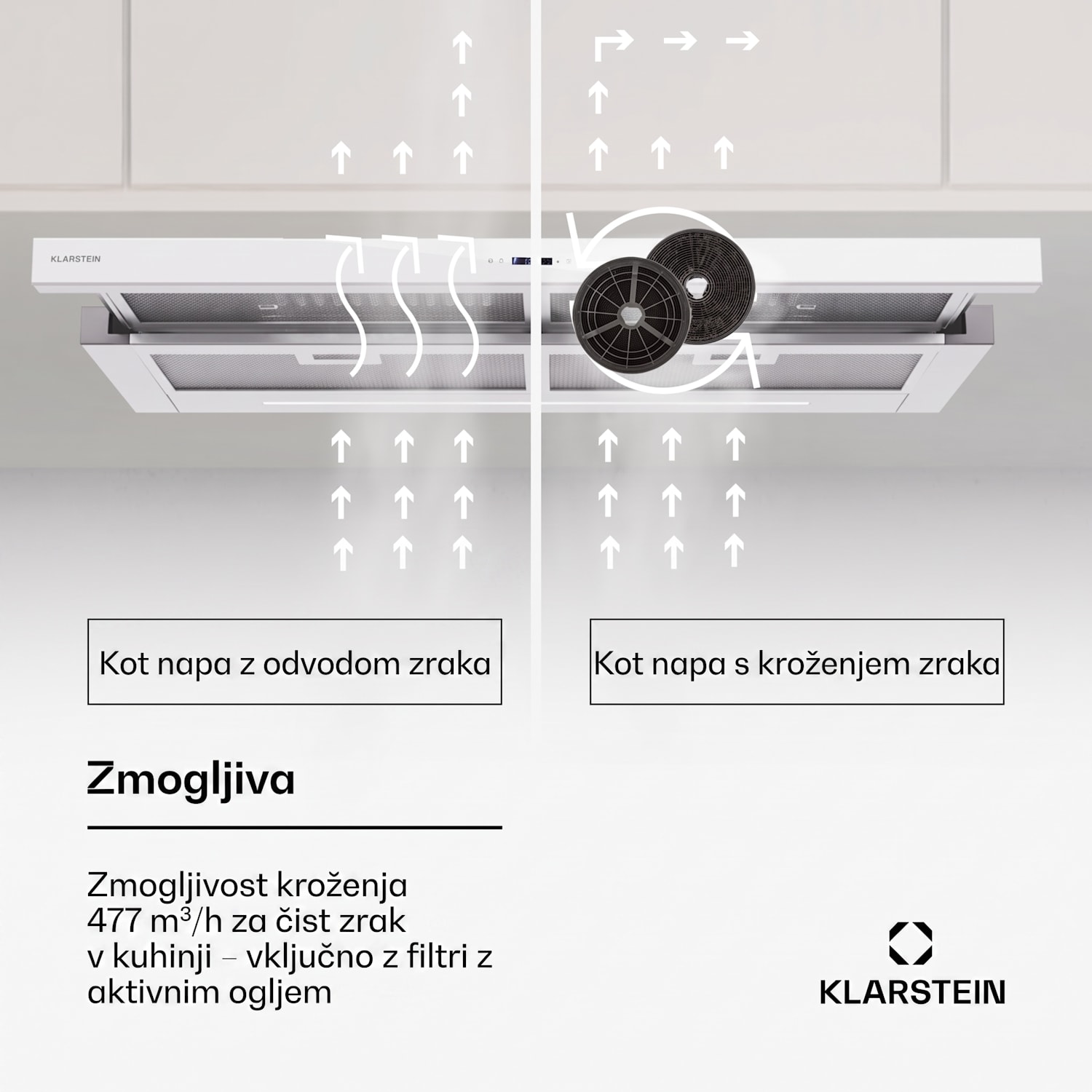 Mariana 90 Neo, ploščata napa, 90 cm, 640 m³/h, odsesavanje zraka, LED 90 cm | Bela