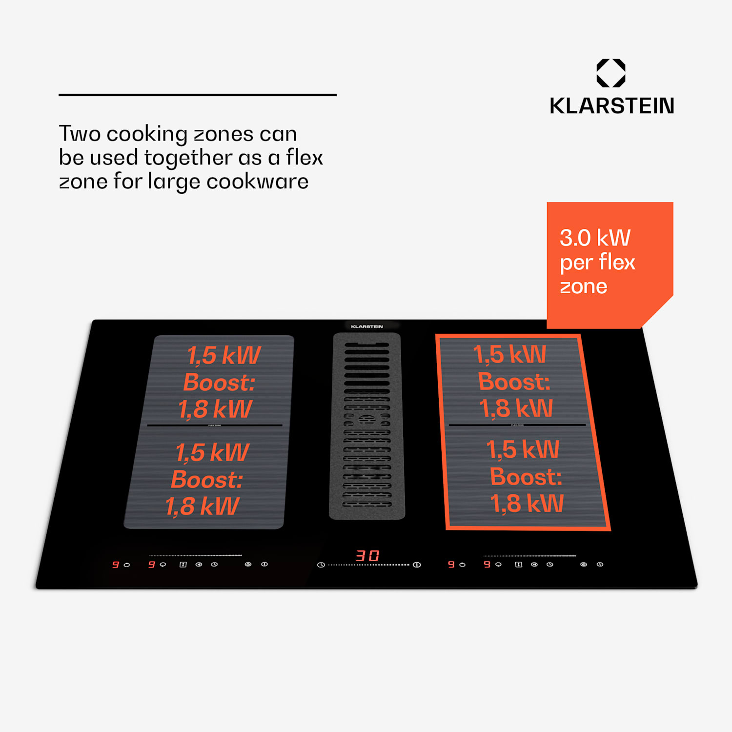 Full House 72 Down Air System, индукционна готварска печка + аспиратор, 329 m³/h, EEC A