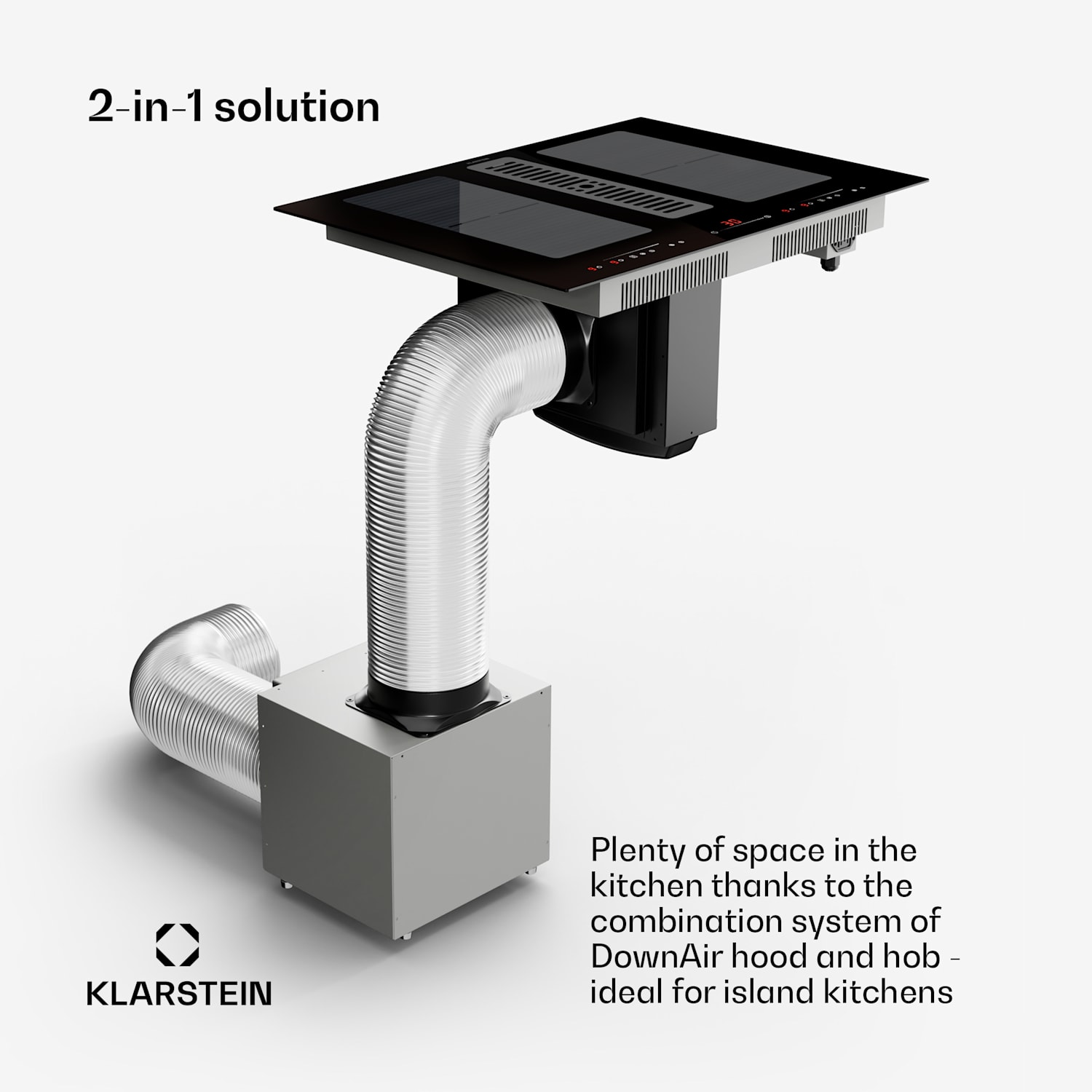 Full House 72 Down Air System, индукционна готварска печка + аспиратор, 329 m³/h, EEC A