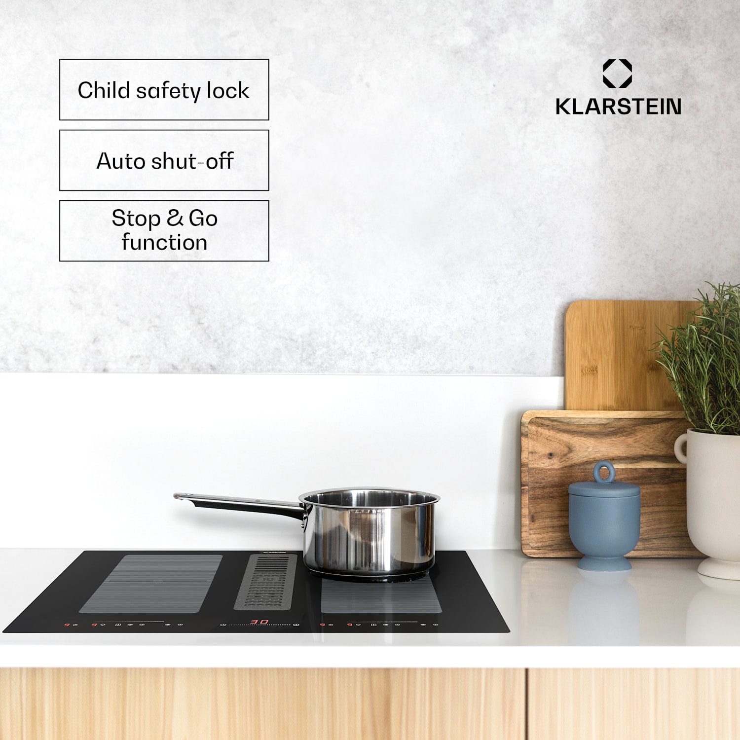 Full House 72 Down Air System, индукционна готварска печка + аспиратор, 329 m³/h, EEC A