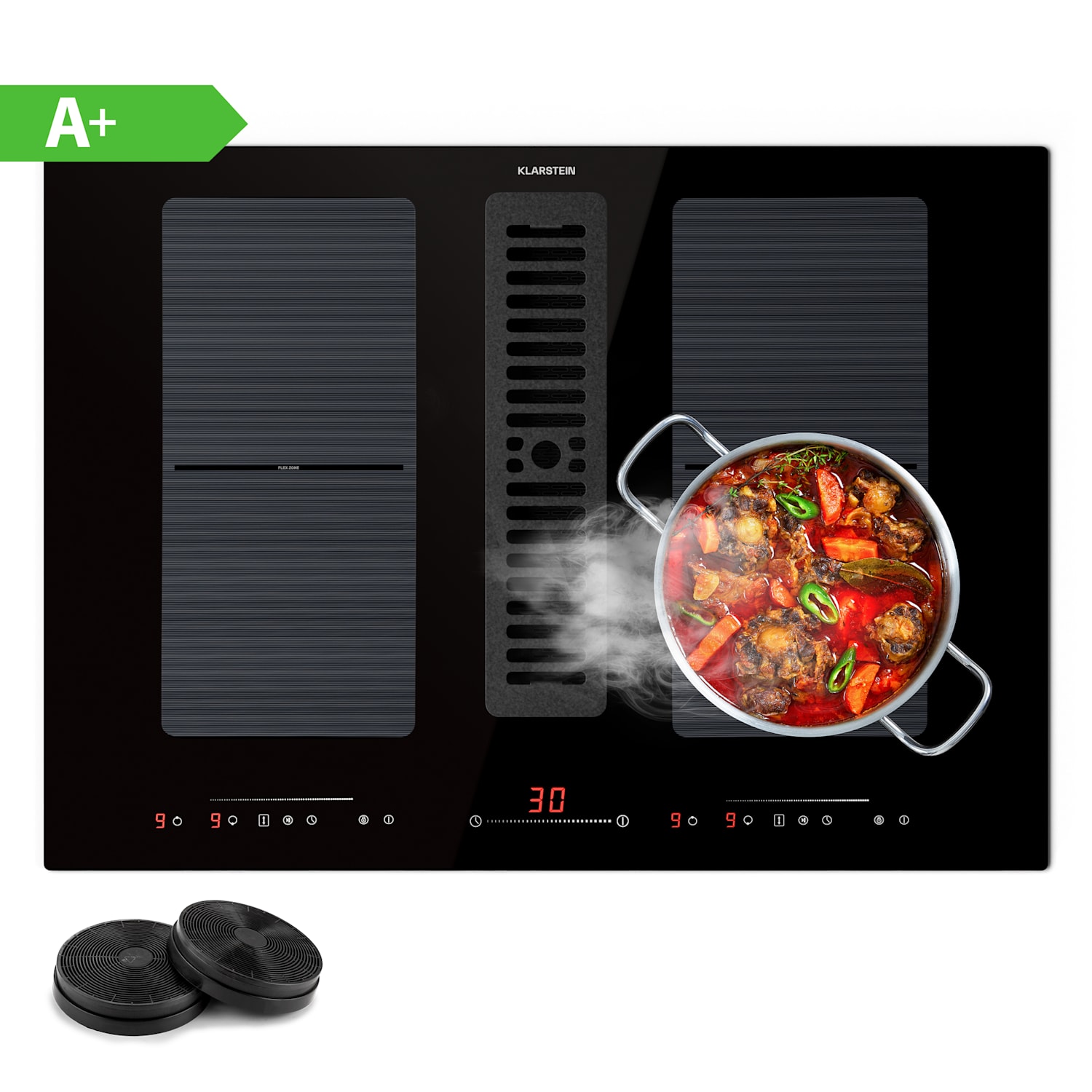 Full House 72 Down Air System, индукционна готварска печка + аспиратор, 329 m³/h, EEC A