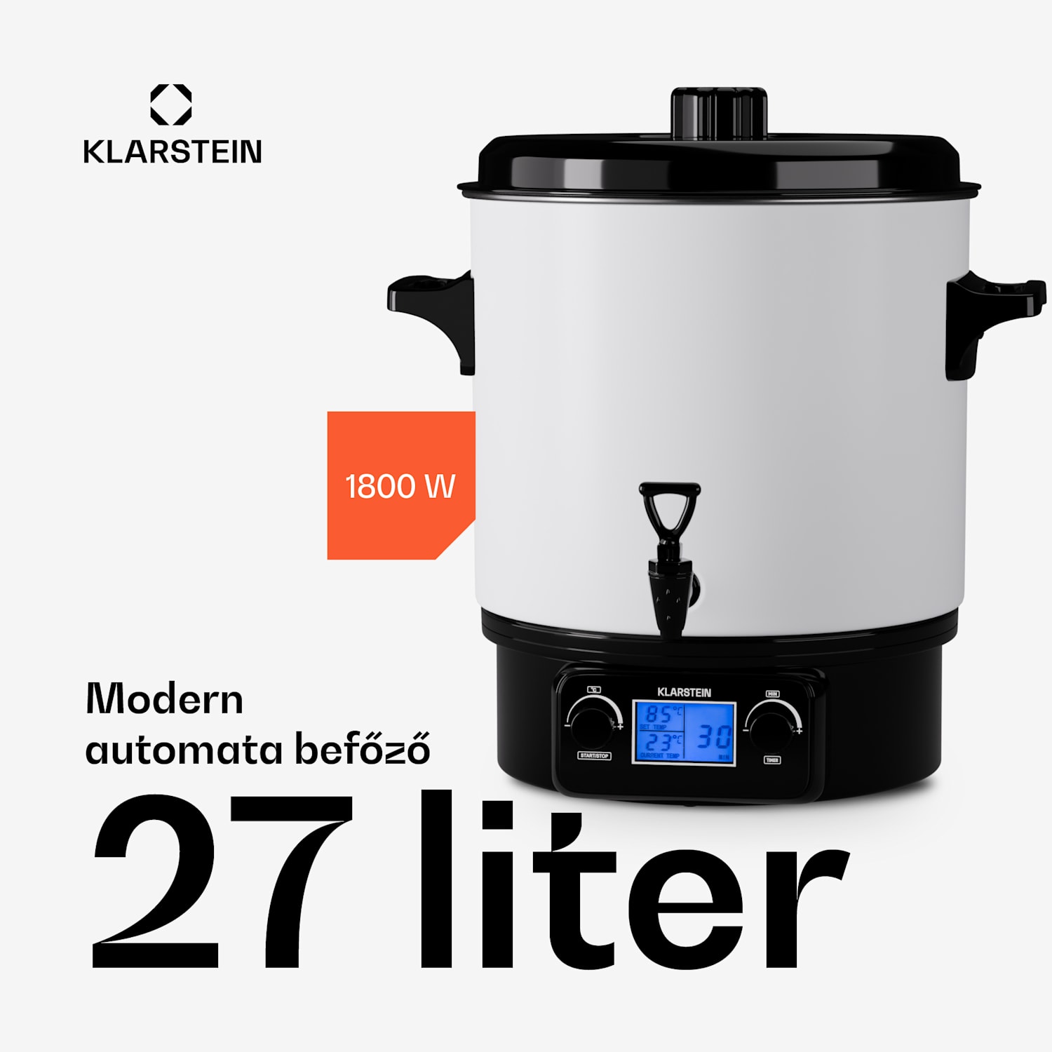Biggie Digital, befőzőautomata, 27 l, 1800 W, rozsdamentes acél 27 L | Digitális | Fehér