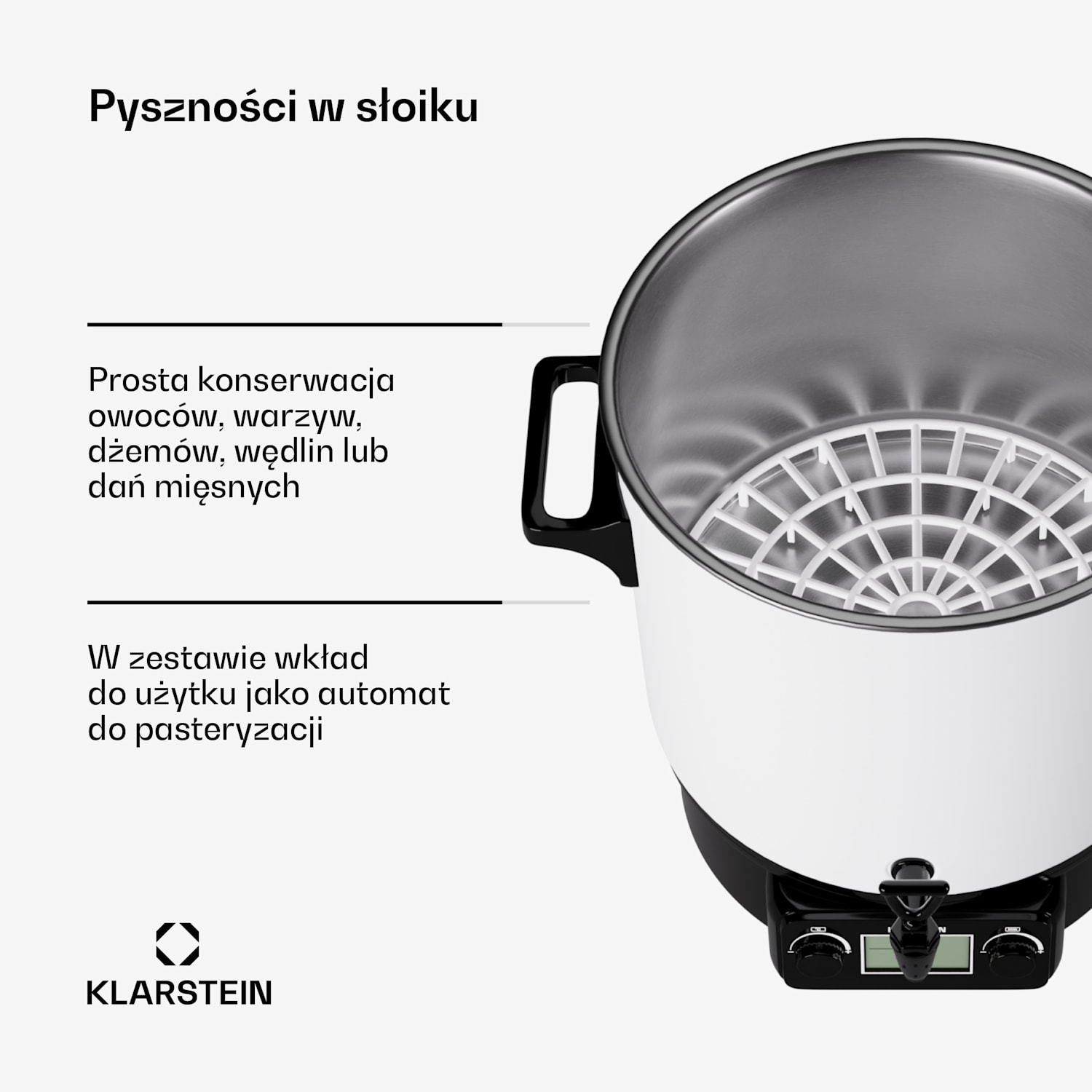 Biggie Digital, garnek elektryczny do pasteryzacji, dozownik napojów, 27 l, 1800 W, stal szlachetna 27 L | Cyfrowy | Biały