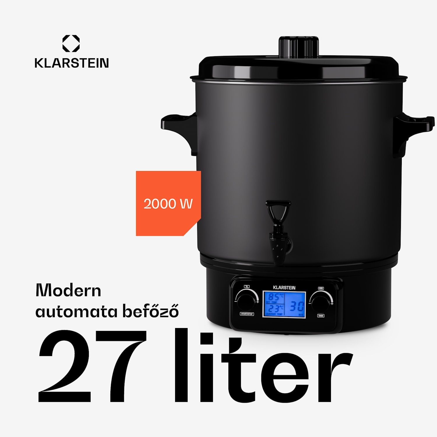 Biggie Digital, befőzőautomata, 27 l, 2000 W, rozsdamentes acél 27 L | Digitális | Fekete