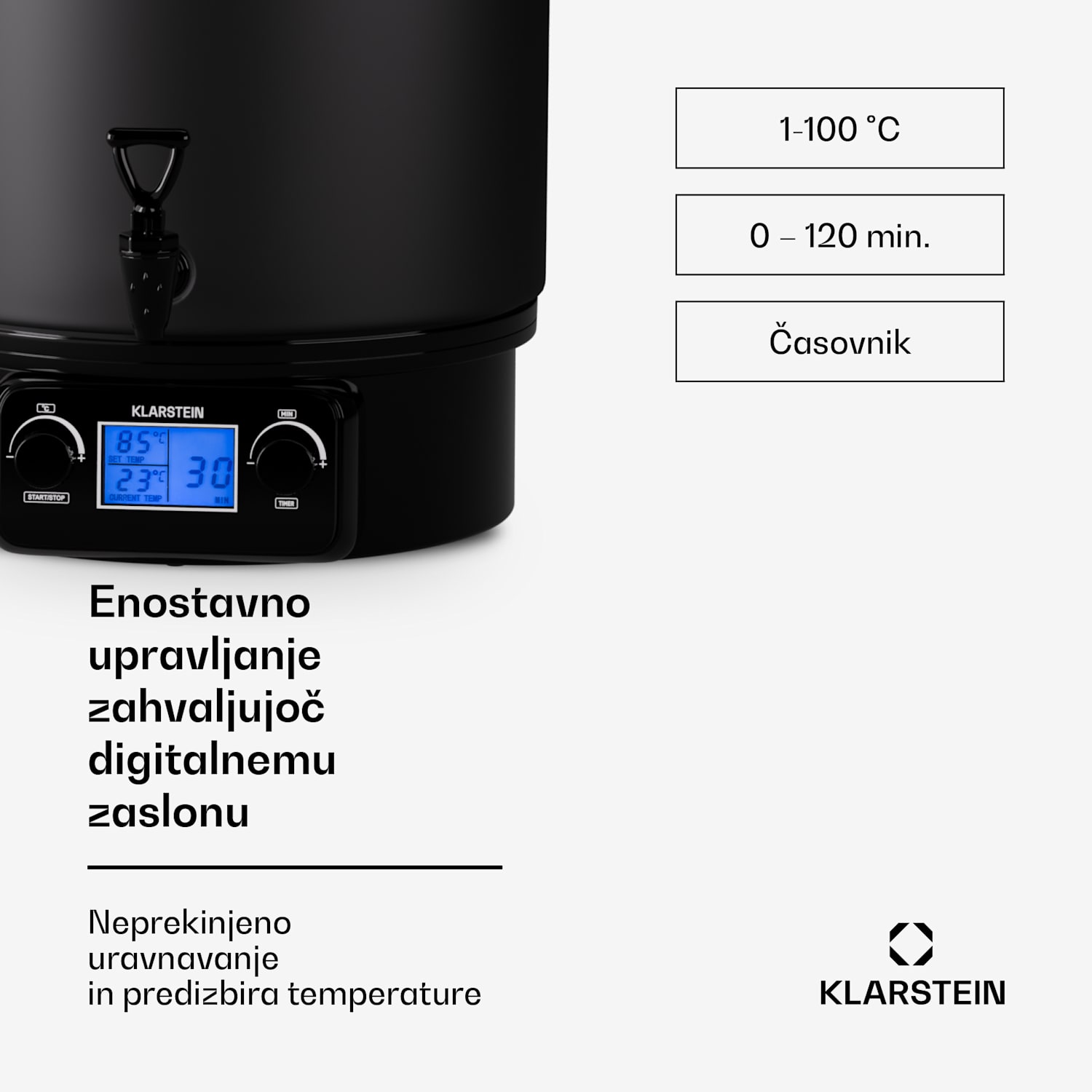 Biggie Digital, električni lonec za vlaganje, 27 litrov, 2000 W, nerjaveče jeklo 27 L | Digitalni | Črna