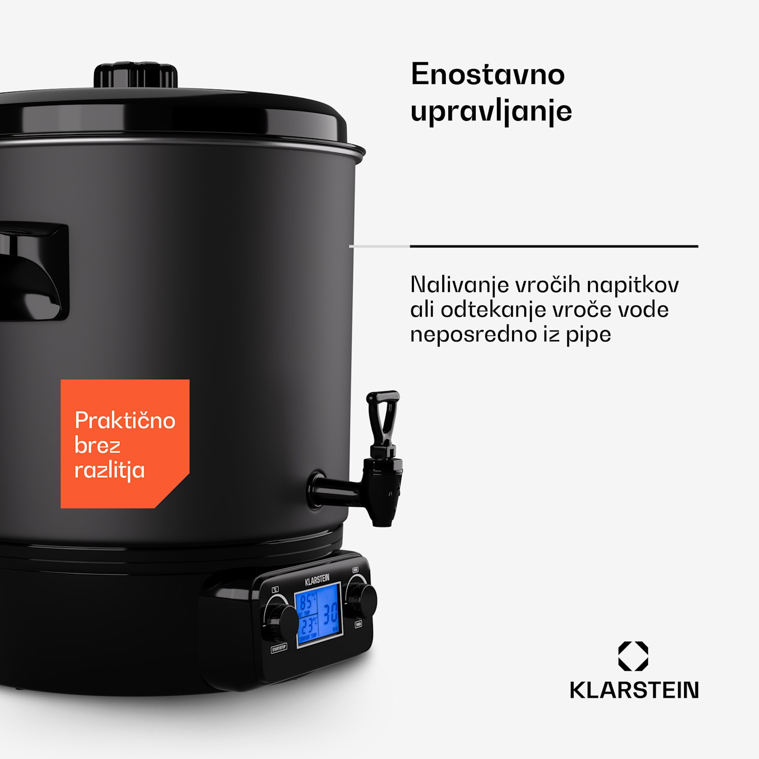 Biggie Digital, električni lonec za vlaganje, 27 litrov, 2000 W, nerjaveče jeklo 27 L | Digitalni | Črna