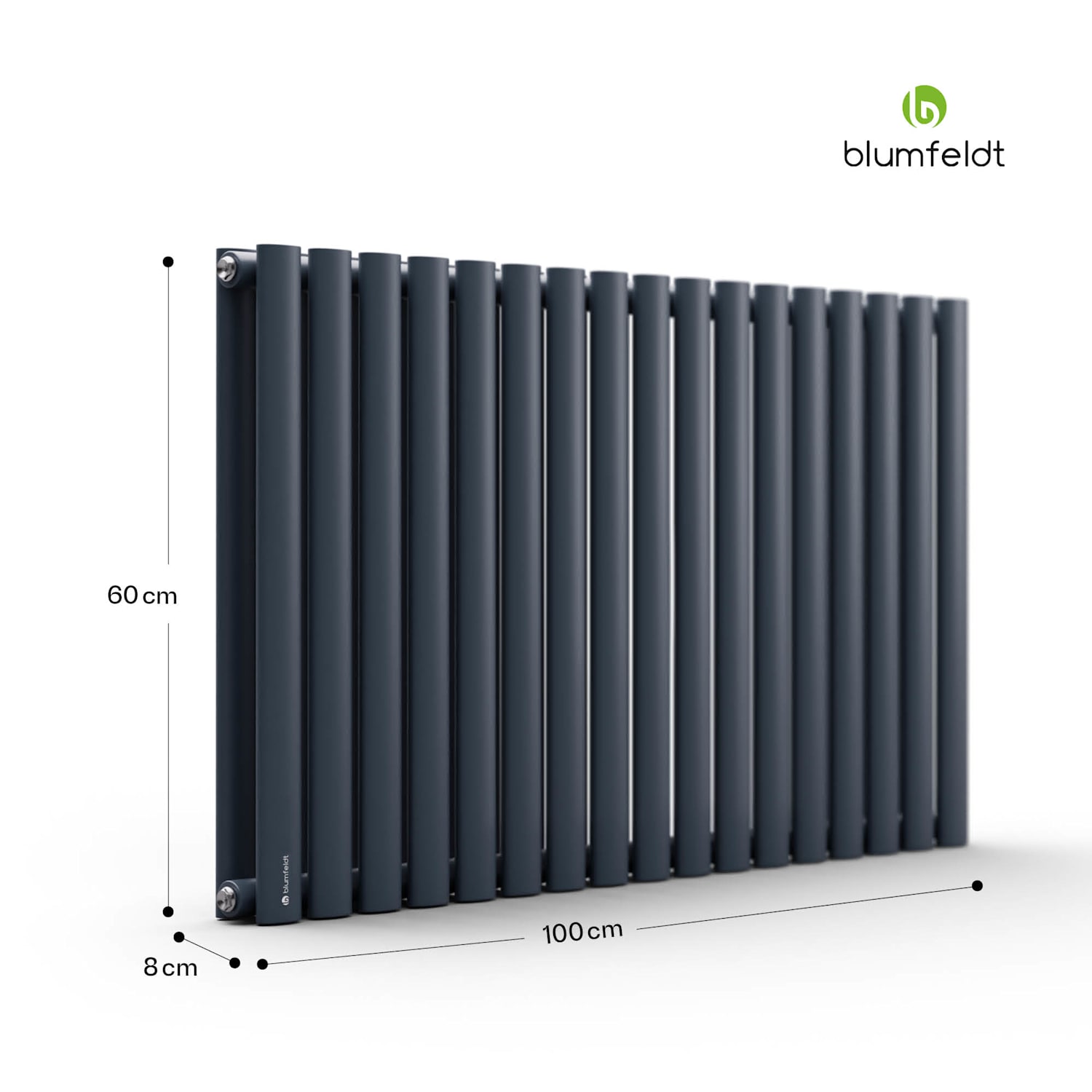 Tallheo, 100 x 60, radiátor, rúrkový radiátor, 1445 W, teplá voda, 1/2 60 x 100 cm | dva rady | Antracit